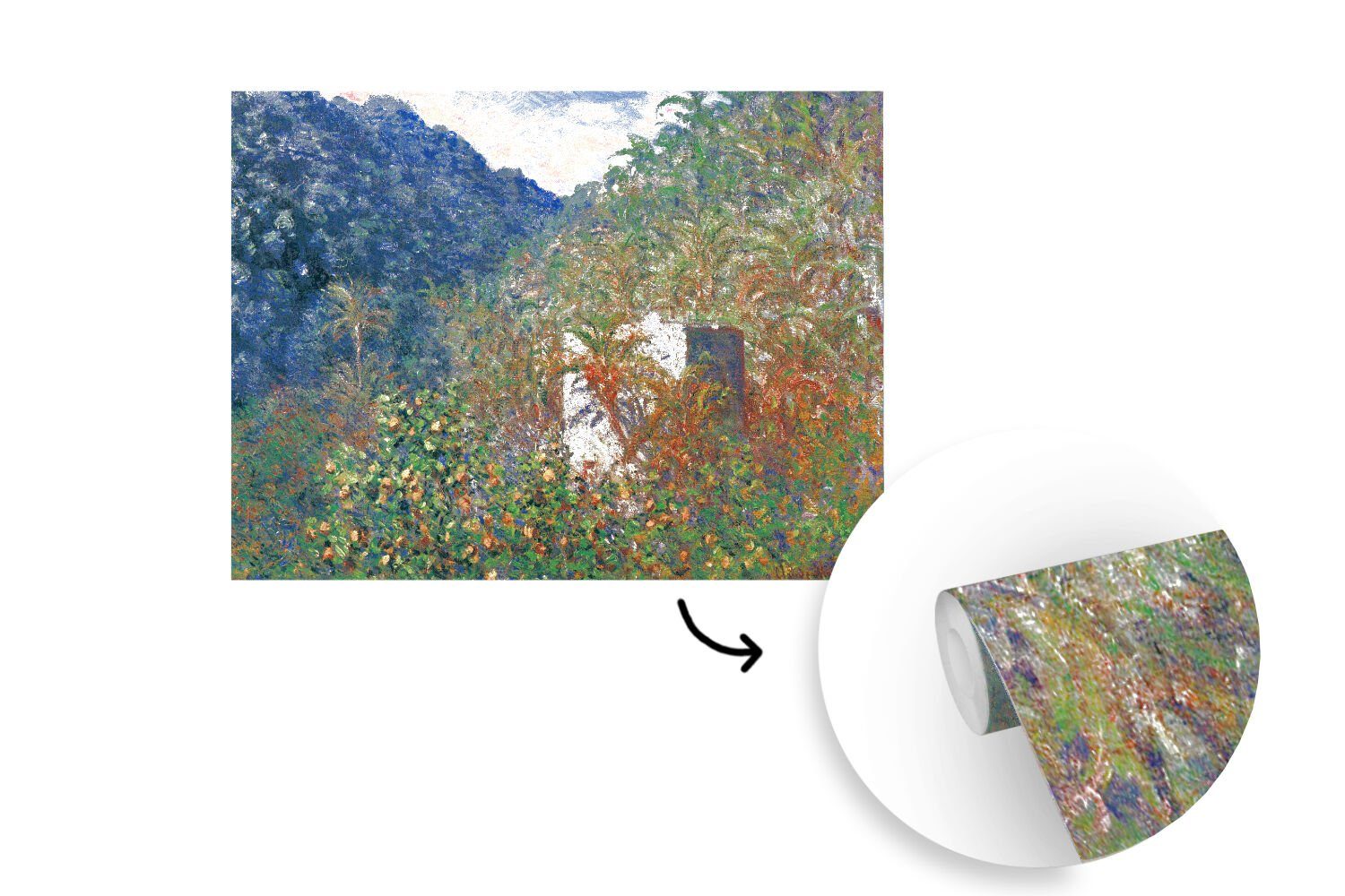 MuchoWow Fototapete Das Vinyl St), Gemälde bedruckt, Tapete Wohnzimmer, Wandtapete Tal von Matt, das von - Claude Montagefertig (6 Monet, Sasso für