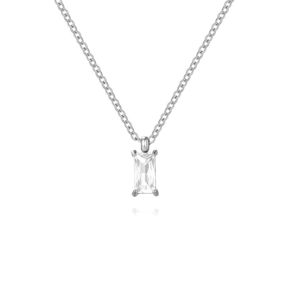 Kette mit Anhänger zarte Kette mit Baguette Zirkon Anhänger