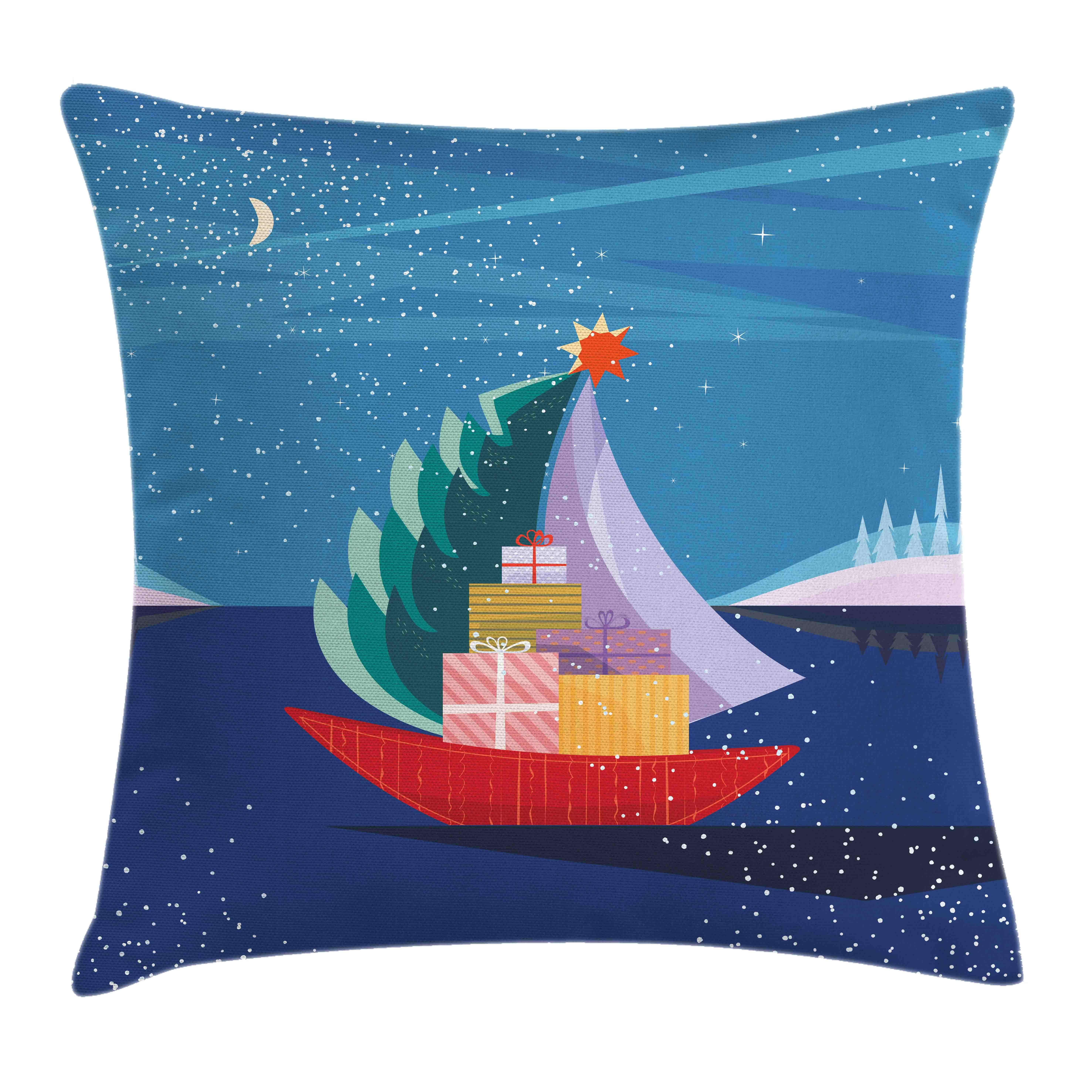 Kissenhülle Weihnachten Geschenke Abakuhaus Grafik (1 Druck, Farbfesten Reißverschluss Kissenbezüge Und Stück), mit Farben Beidseitiger Boot