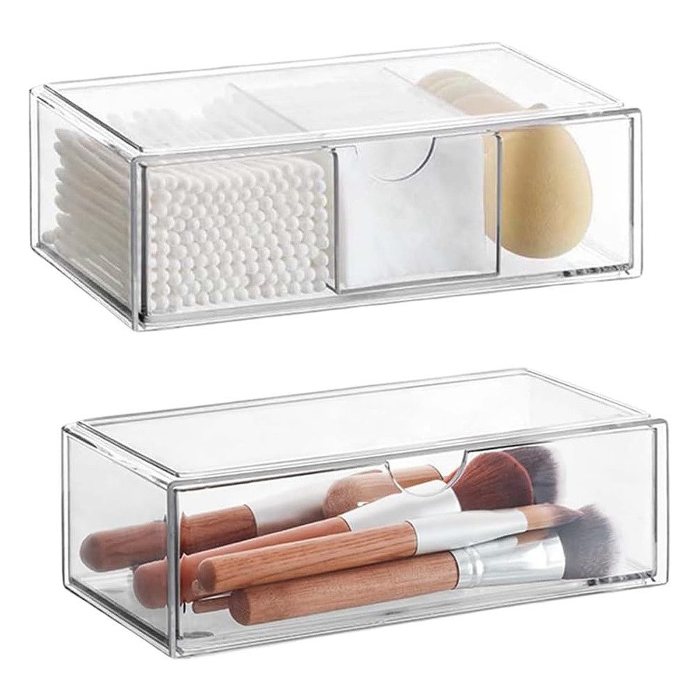 NUODWELL Badorganizer 2 Stück Badezimmer Organizer Mini mit Schubladen, Stapelbar Organizer (2 St), Transparent Organizer für Kommode Waschtisch Badezimmer Spiegelschrank