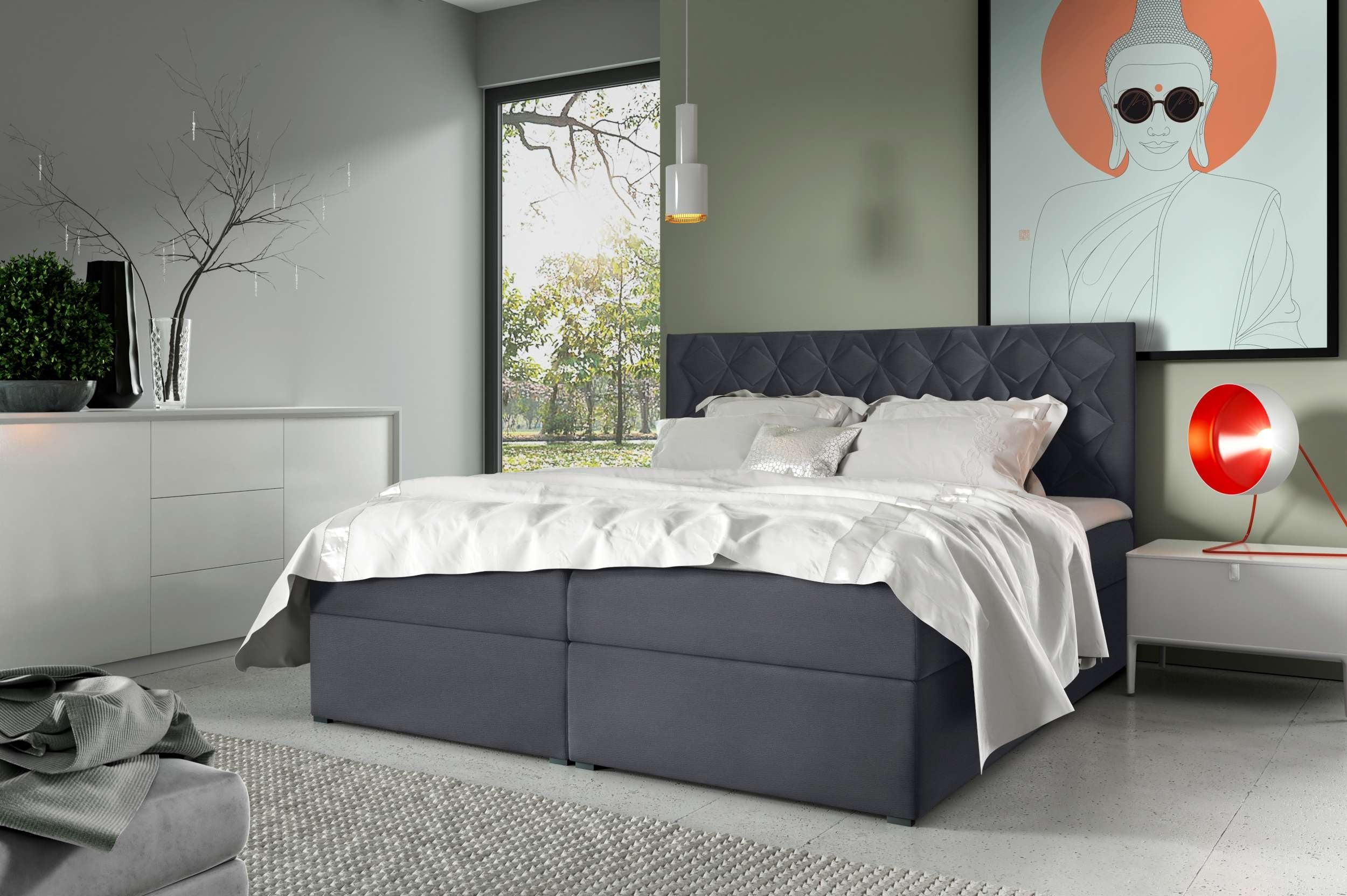 99rooms Boxspringbett Tiziano (Schlafzimmerbett, Bett), mit Bonellfederkern Matratze, Topper, Bettkasten, Kopfteil gepolstert