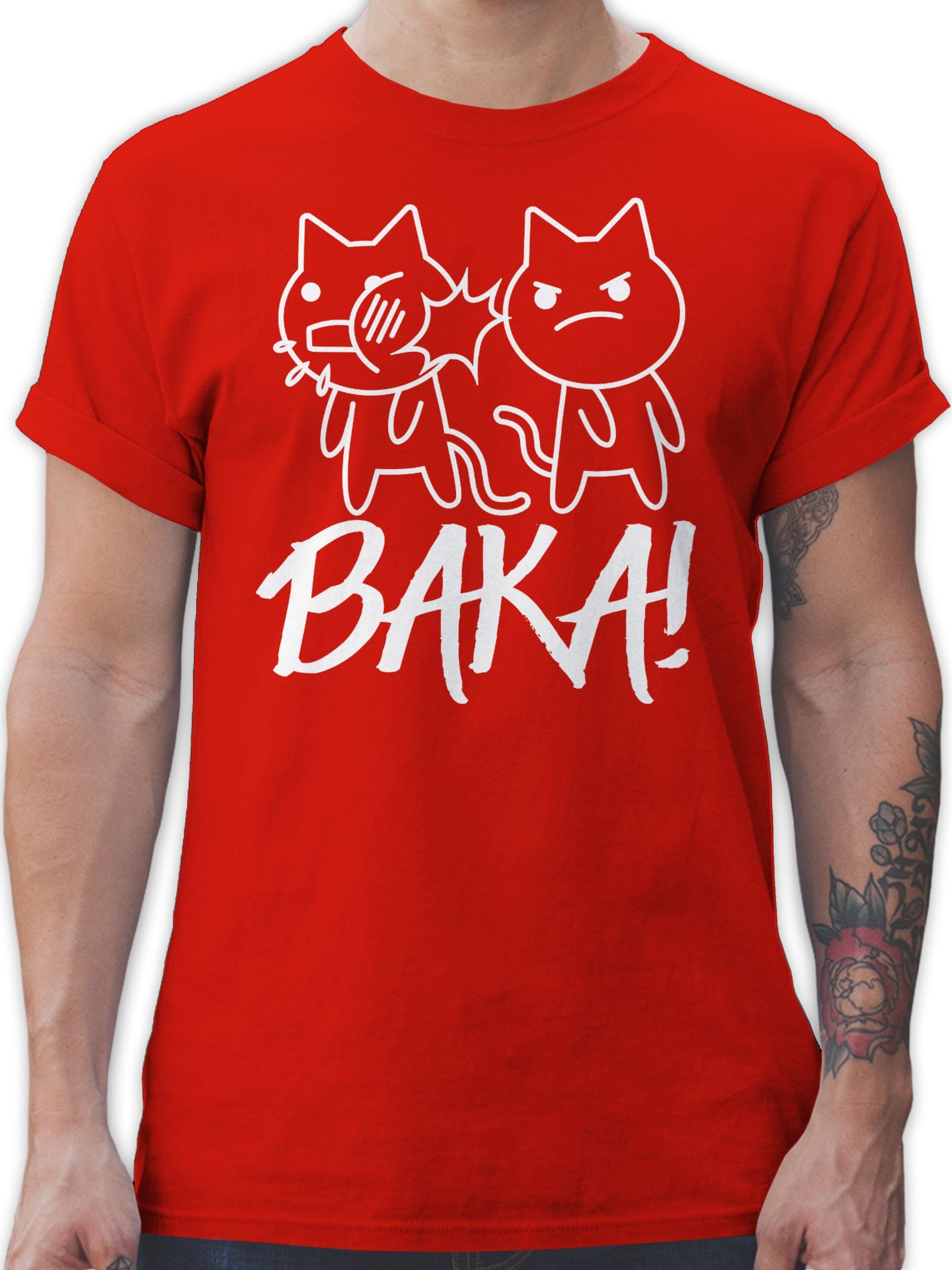 weiß mit Rot Baka! - Shirtracer Geschenke T-Shirt Anime Katzen 03