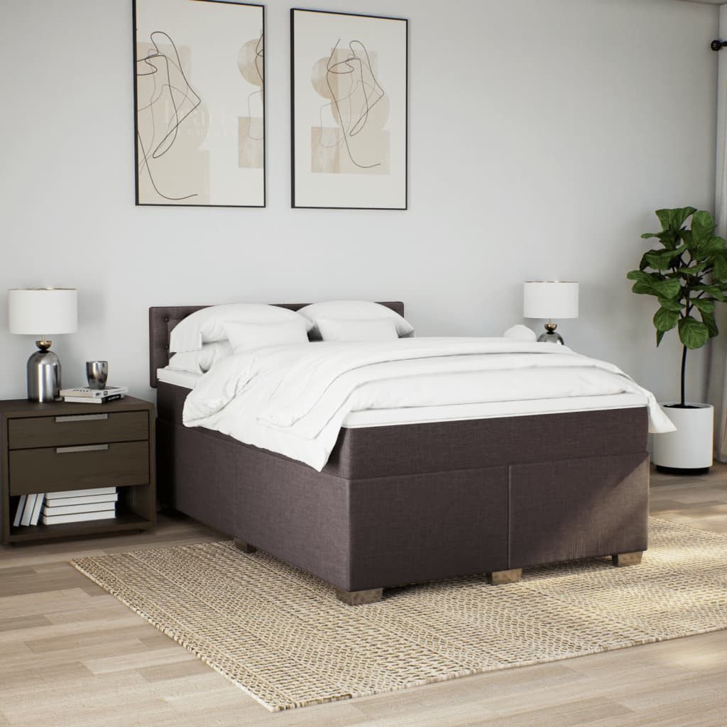 vidaXL Bett Boxspringbett mit Matratze Dunkelbraun günstig online kaufen
