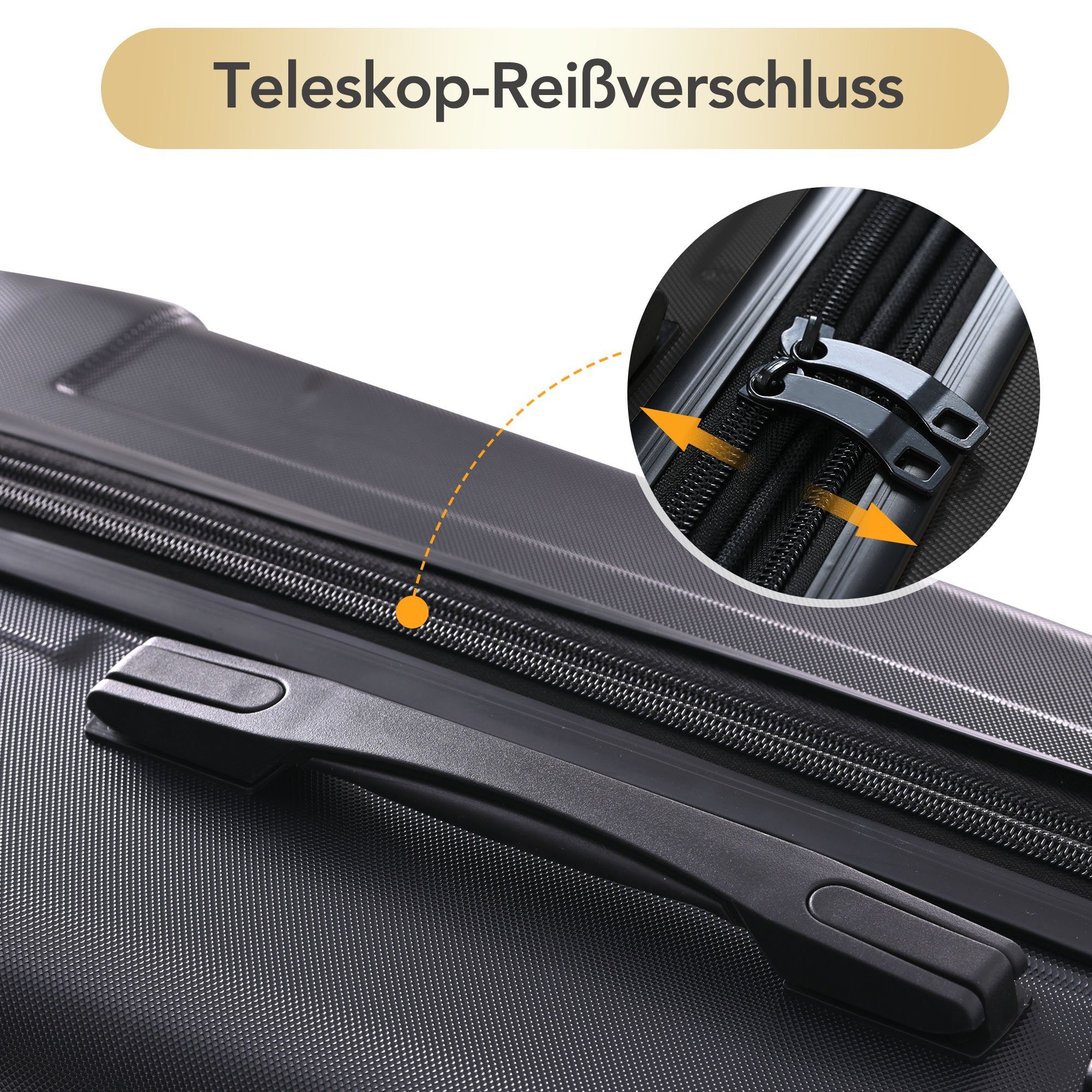Hartschalen-Trolley Hartschalen-Handgepäck, 4 Rollen, Koffer mit TSA-Schloss und Universalrad, Erweiterbar Seitengriff
