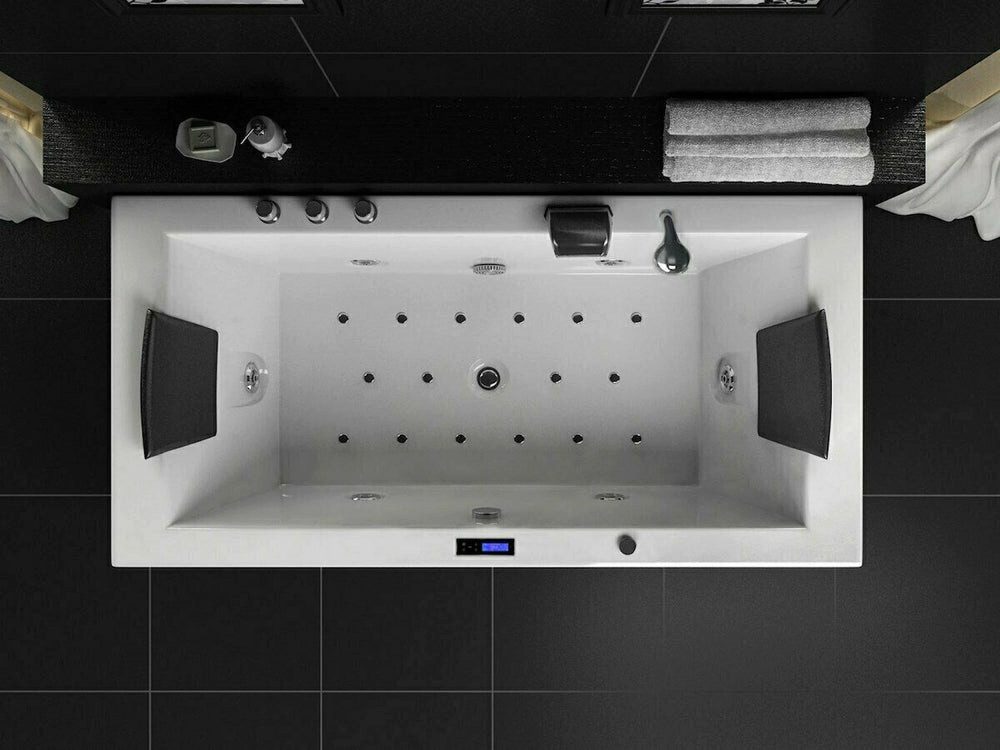 DEKO VERTRIEB BAYERN Whirlpool-Badewanne Luxus LED Whirlpool Badewanne SET 182x90cm +Heizung+Ozon