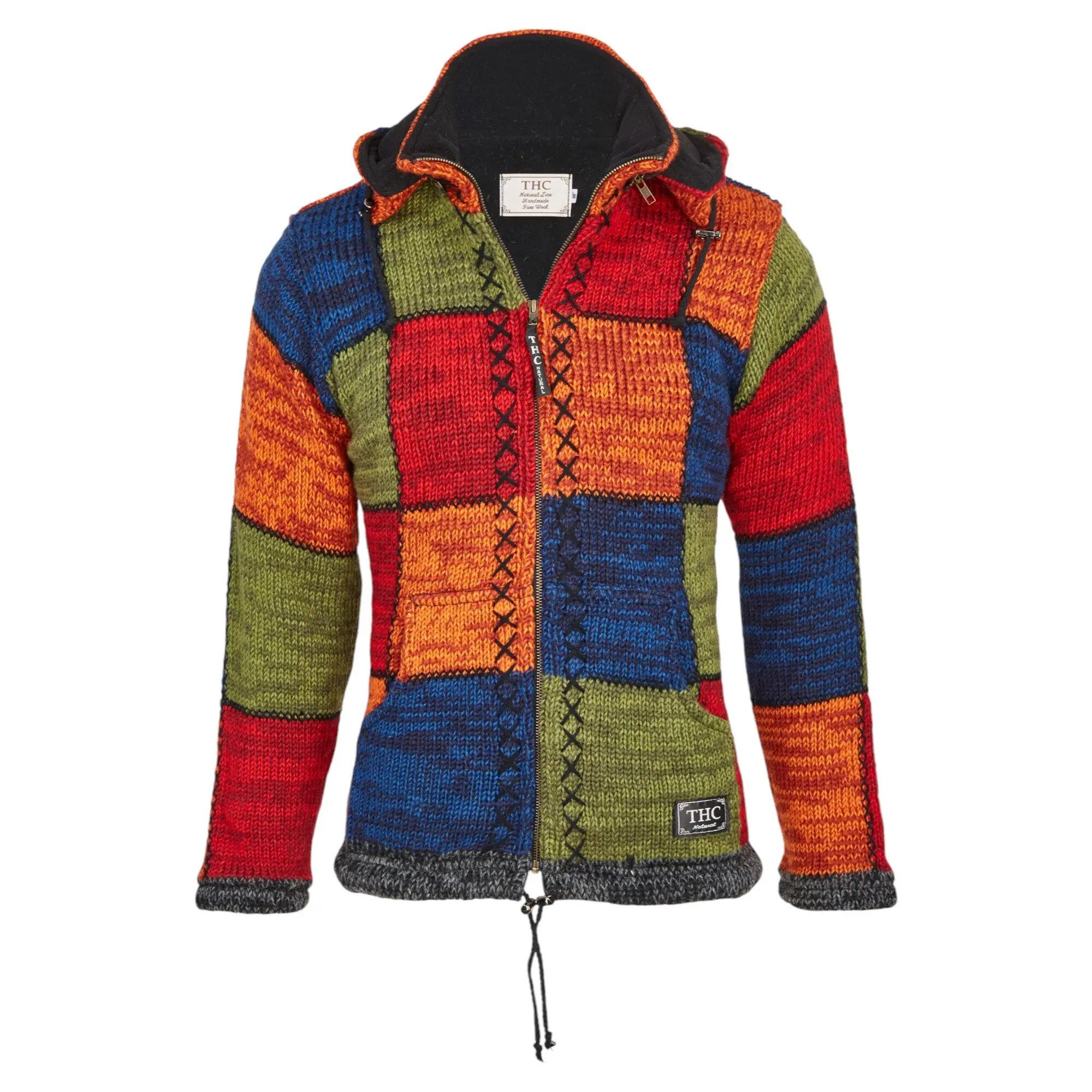THC Natural Line Strickjacke THC Schafwollstrickjacke bunte Quadrate 814 (1 günstig online kaufen