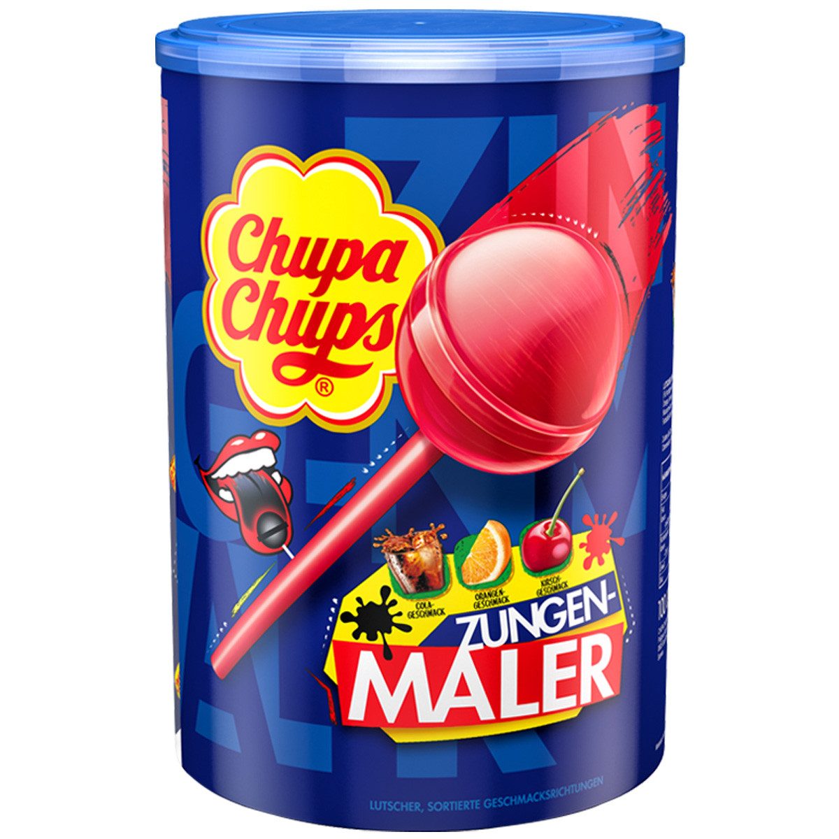 Chupa Chups Süßigkeit, Chupa Chups Zungenmaler Kirsche Orange Cola fruchtig 100er 1200g