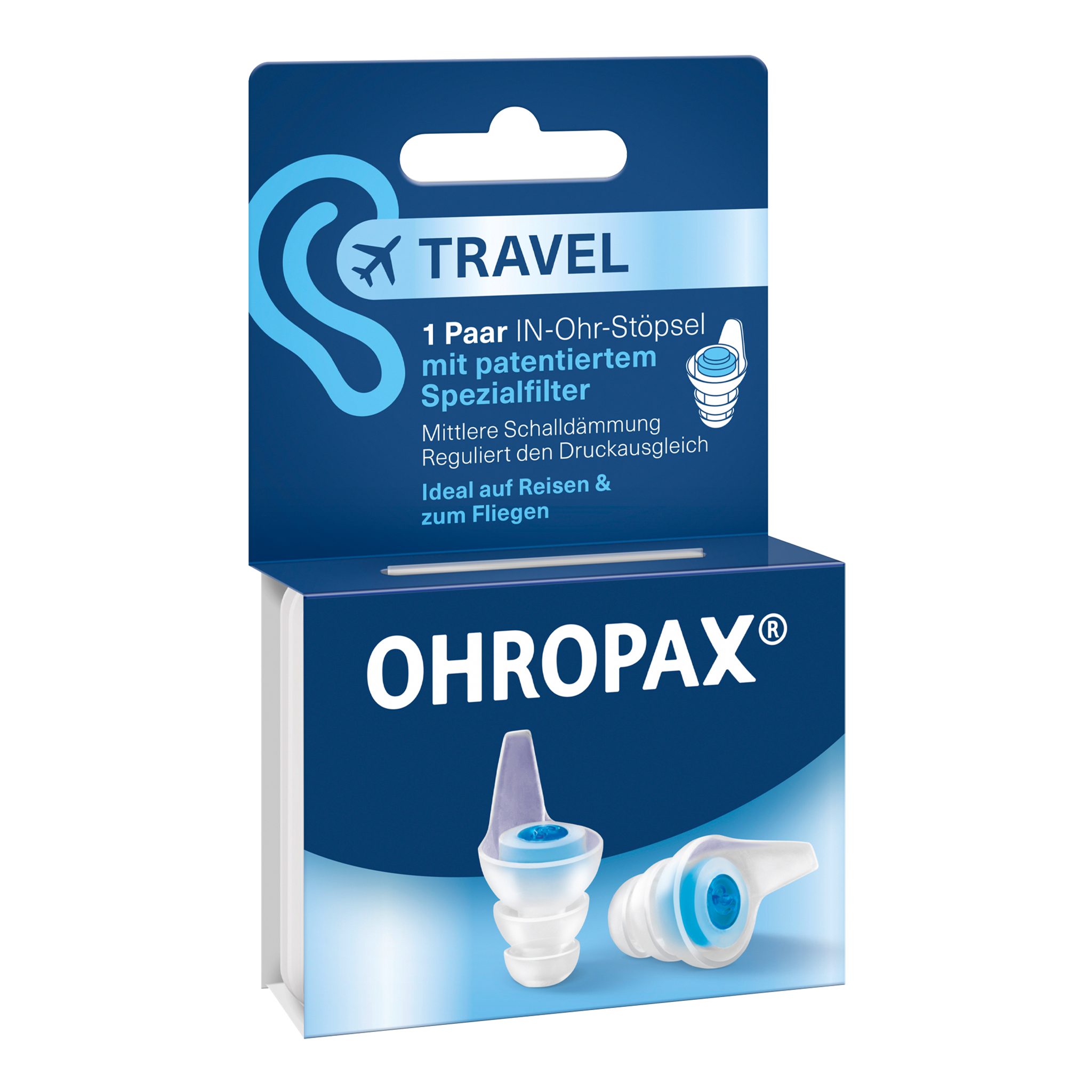 OHROPAX Gehörschutzstöpsel OHROPAX Travel Ohrstöpsel 1 Paar – Ohrschutz mit Druckausgleich
