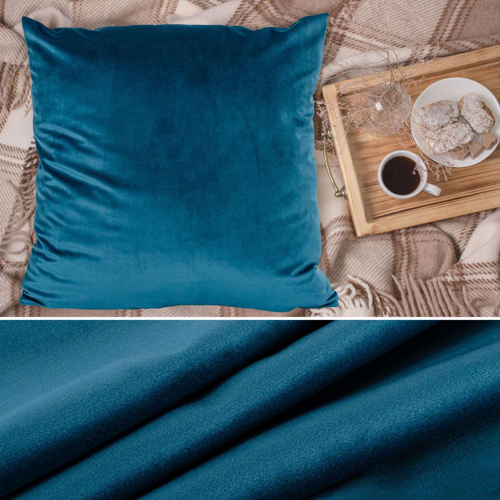 ANRO Dekokissen Kissenhülle MIT oder OHNE Füllung Kissenbezug Zierkissen, Kissenüberzug ohne Füllung Samt Uni 40x40cm Einfarbig Türkisblau