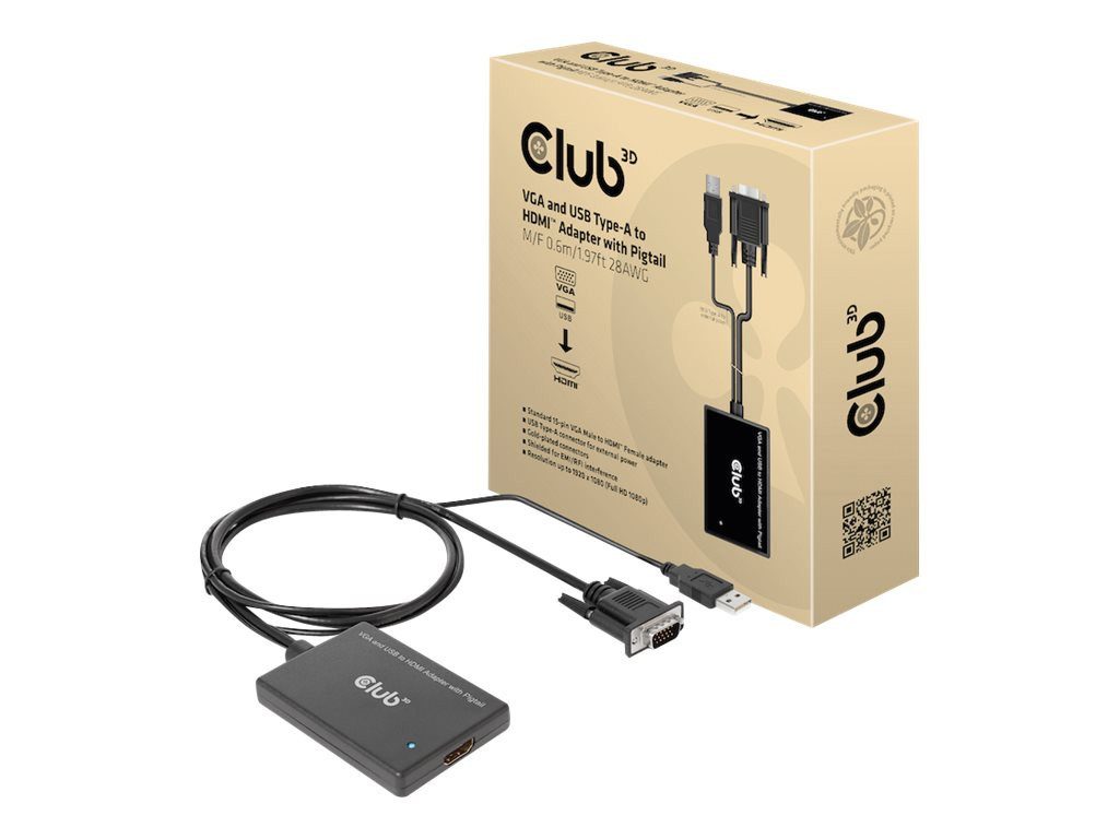 CLUB3D CAC-1720 Adapter VGA + USB-A / HDMI Computer-Kabel