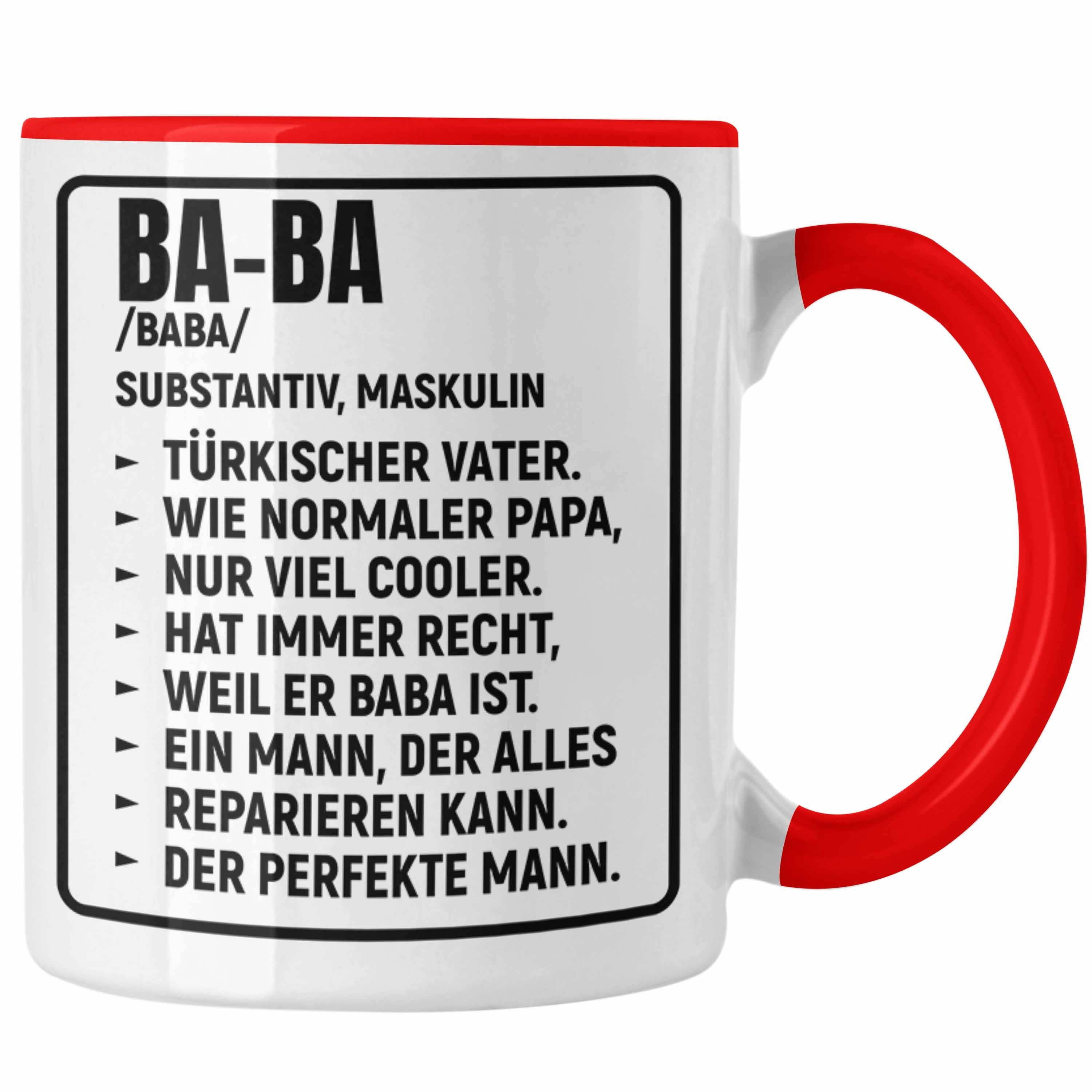 Trendation Tasse Trendation - Türkischer Vater Geschenk Tasse Türken Kaffeetasse Baba Papa Rot
