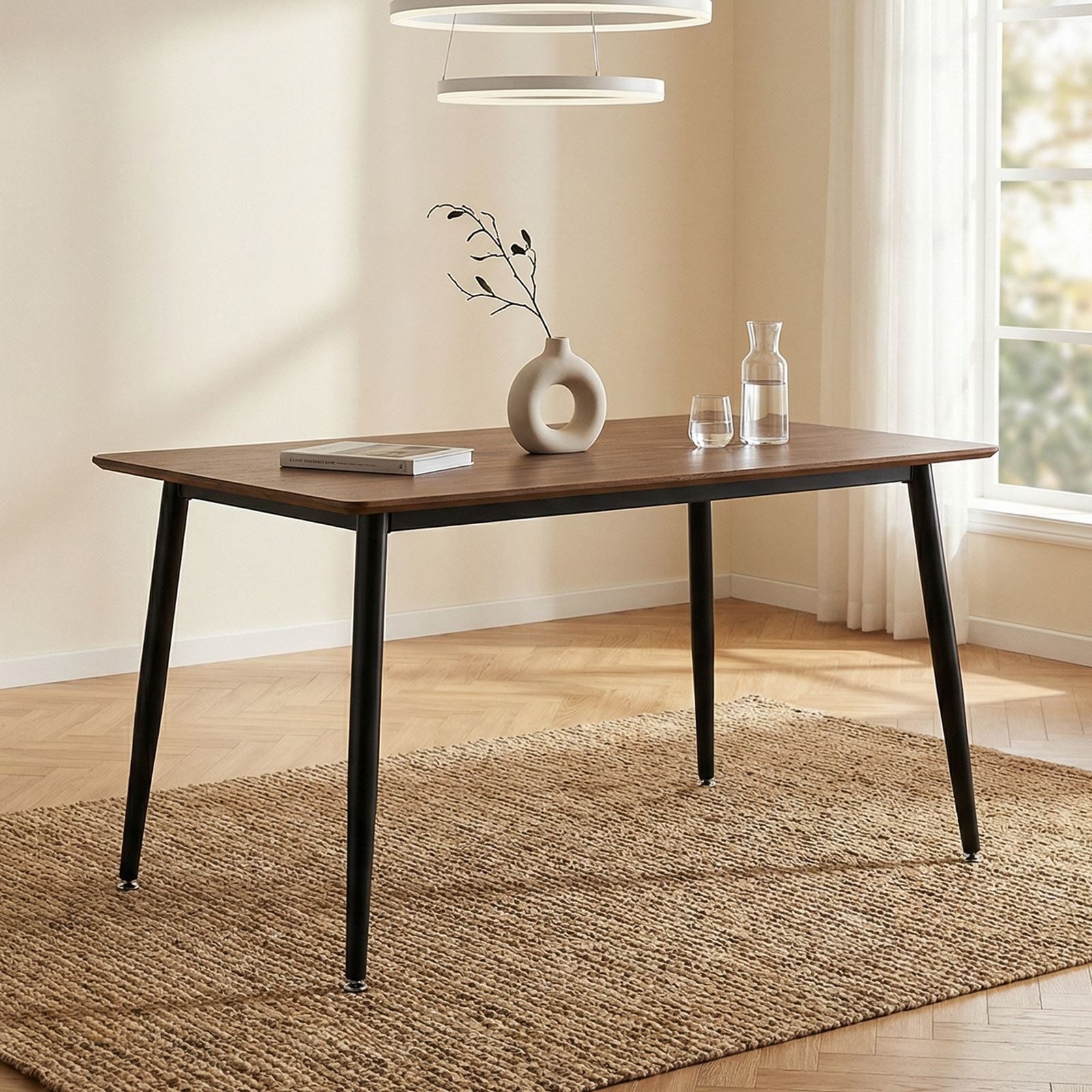 IDIMEX Esstisch NORA, Esszimmertisch 120x80 cm mit schwarzem Metallgestell Nussbaum Finish