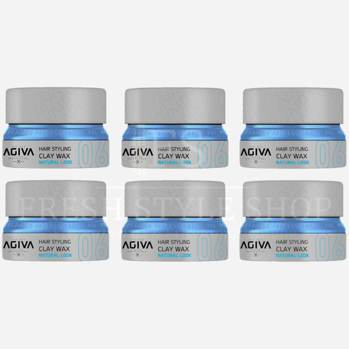AGIVA Professional Haarwachs 6x Haarwachs Haar Wax 155ml 06 Clay Natural Look, 6-tlg.