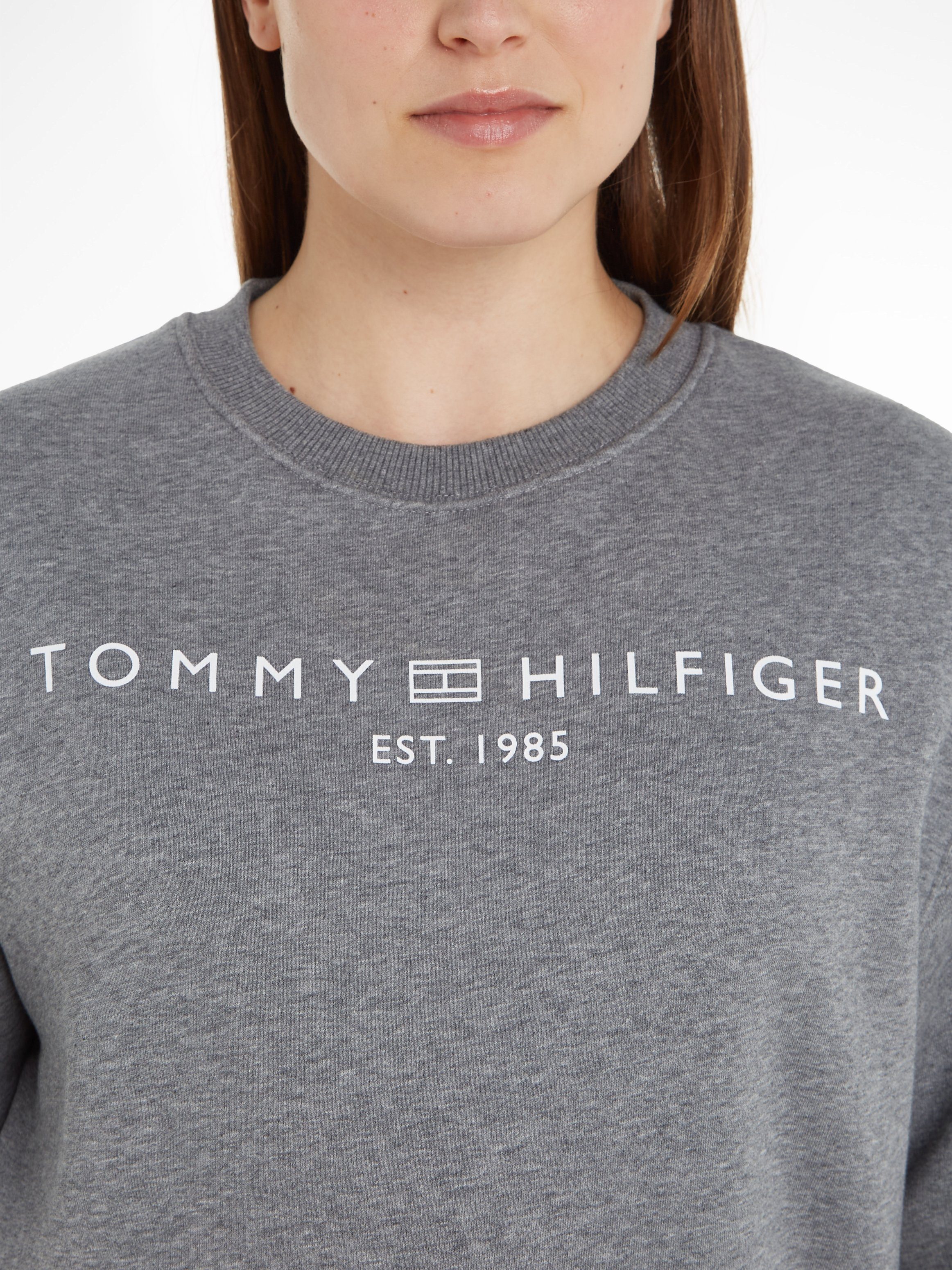 Tommy Hilfiger Sweatshirt MDRN REG mel CORP mit SWTSHRT grau LOGO Logoschriftzug C-NK