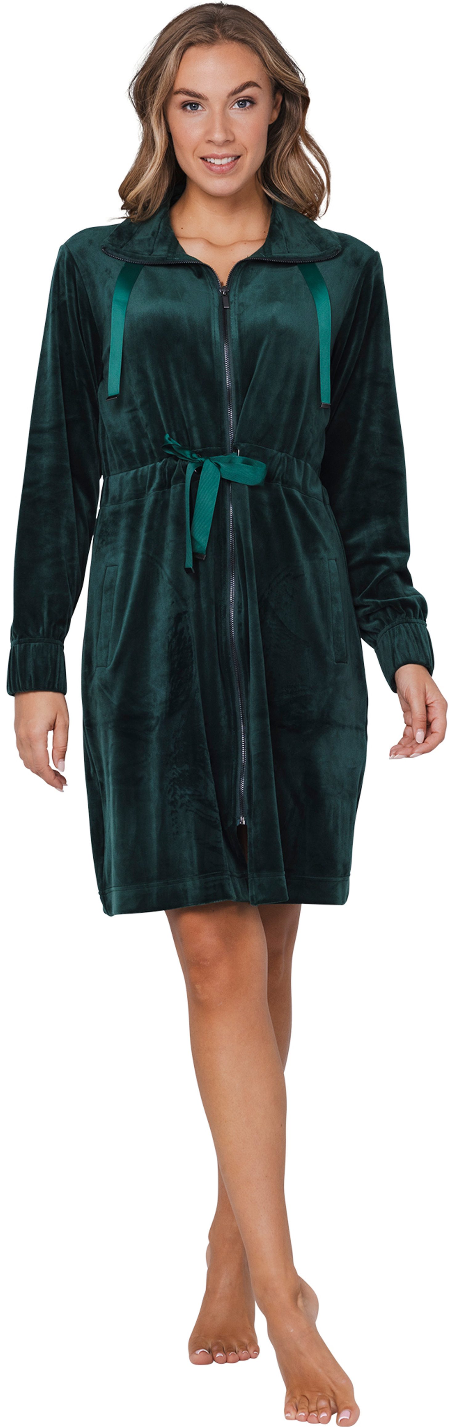 Pastunette Damenbademantel Damen Nikki Morgenmantel, Midi, Polyestermischung, Reißverschluss, Modisches Design