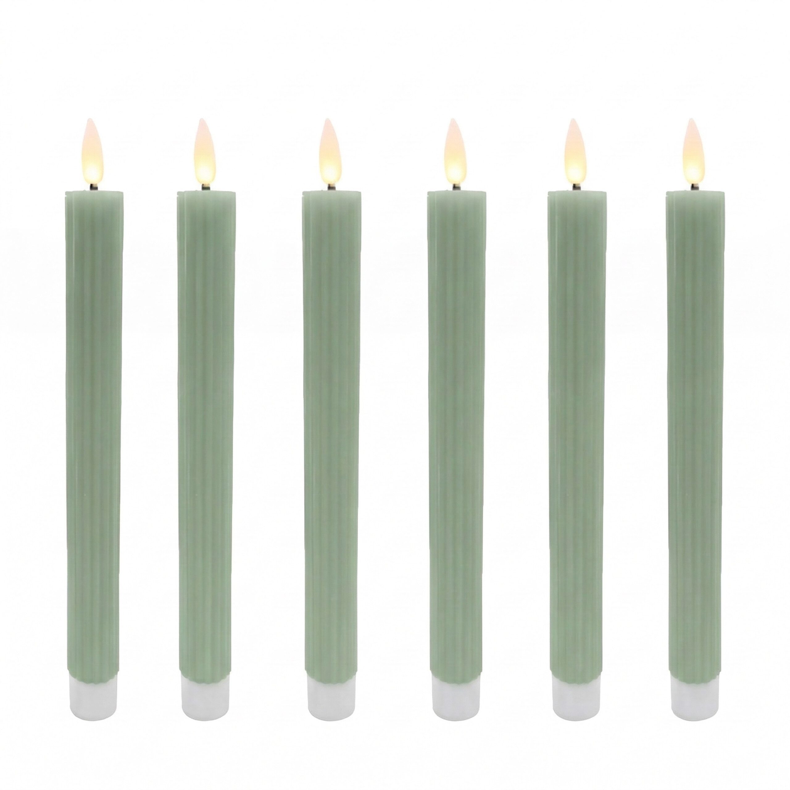 relaxdays LED-Kerze LED Stabkerzen 6er Set, Salbei