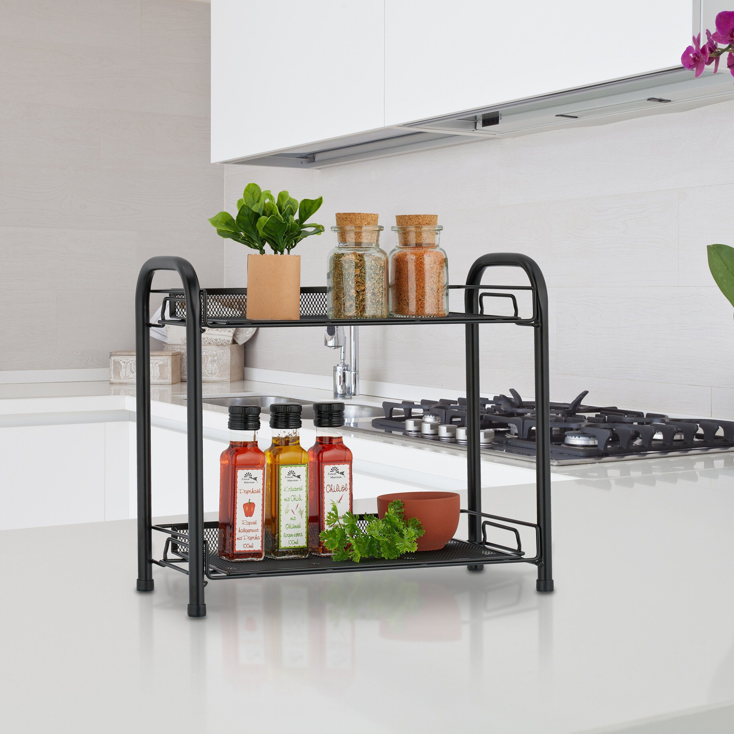 relaxdays Gewürzregal aus Metall, schwarz günstig online kaufen