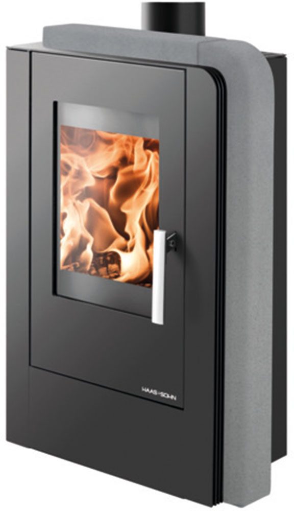 Haas + Sohn Kaminofen ARUBA 220.17-ST perl-schwarz/Quarzit grau, Zeitbrand