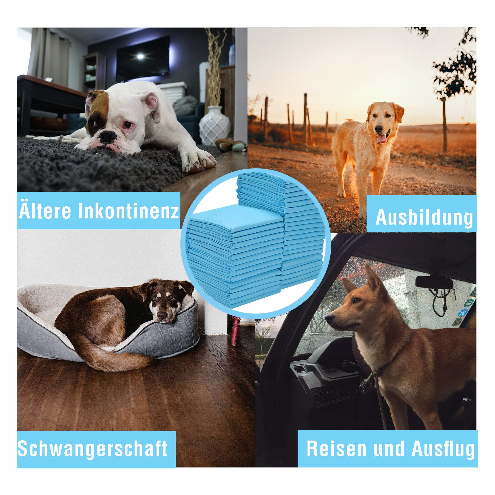 Clanmacy Hundematte Trainingsunterlagen Welpenunterlage Hunde Toilette 60x45cm/60x60cm