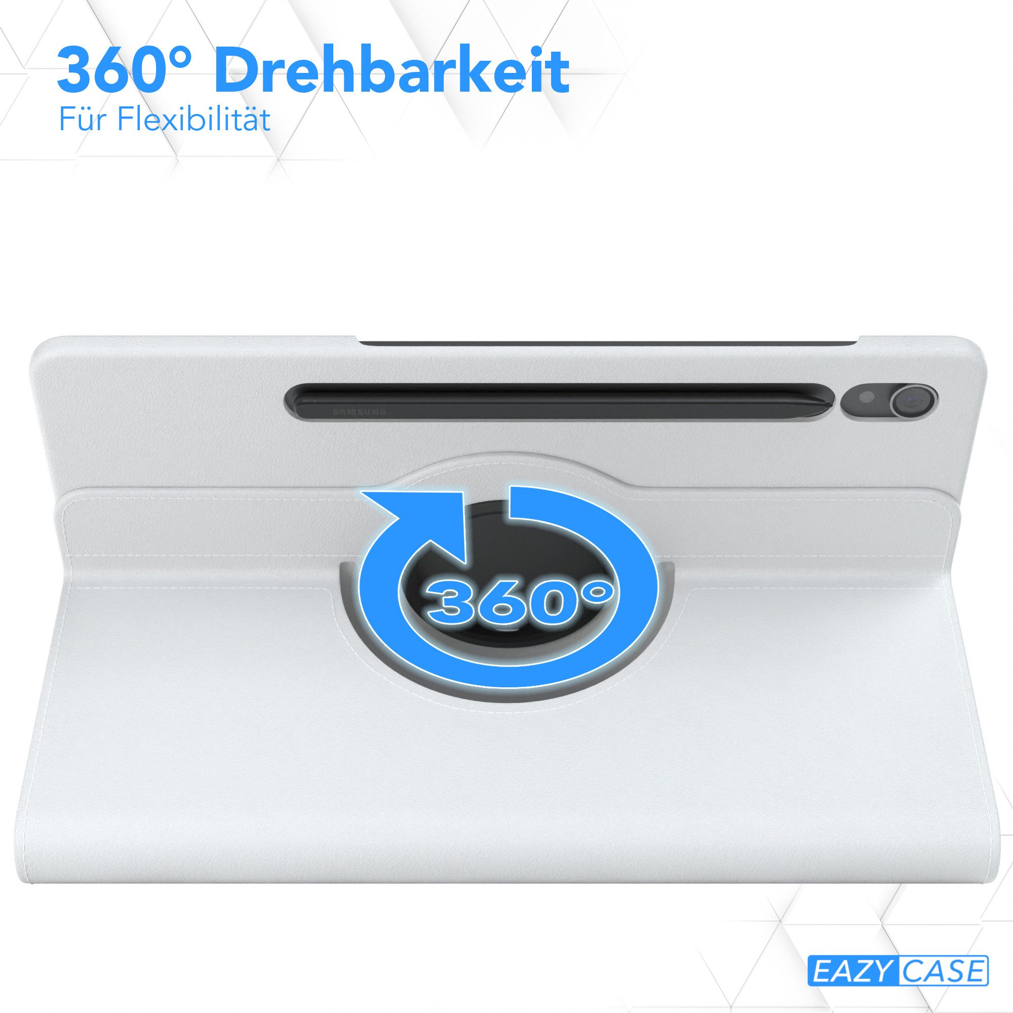 EAZY CASE Tablet-Hülle Rotation Case für Galaxy Tab S9 Rotationcase 11 Zoll, Tablet Schutzhülle kratzfest stoßfest drehbar 360 Grad Weiß