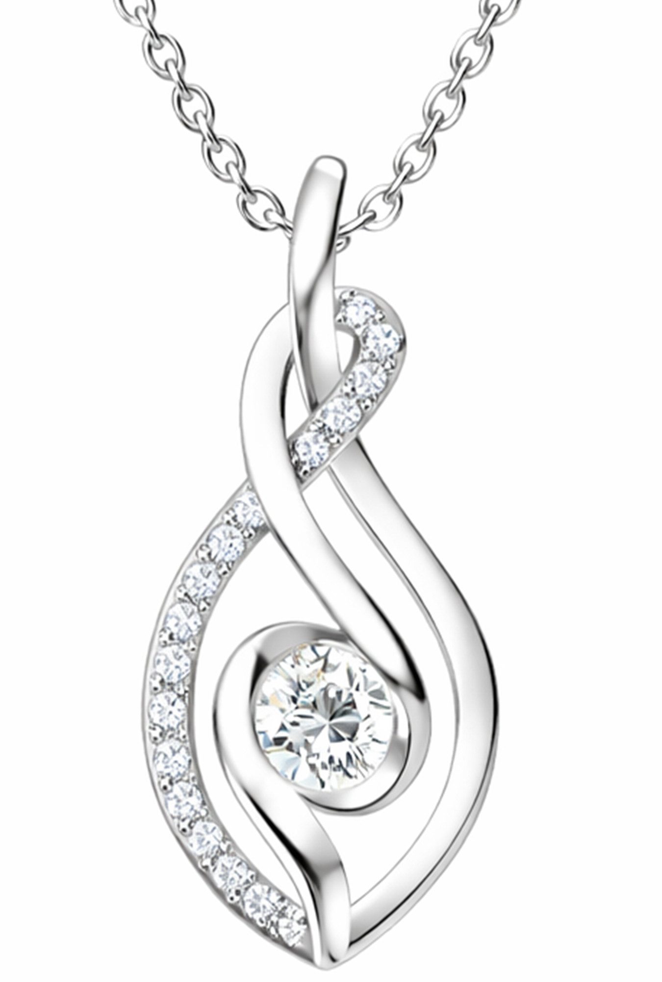 Kette mit Anhänger Elegante 925 Silber Halskette zeitlose Form in fließender Harmonie