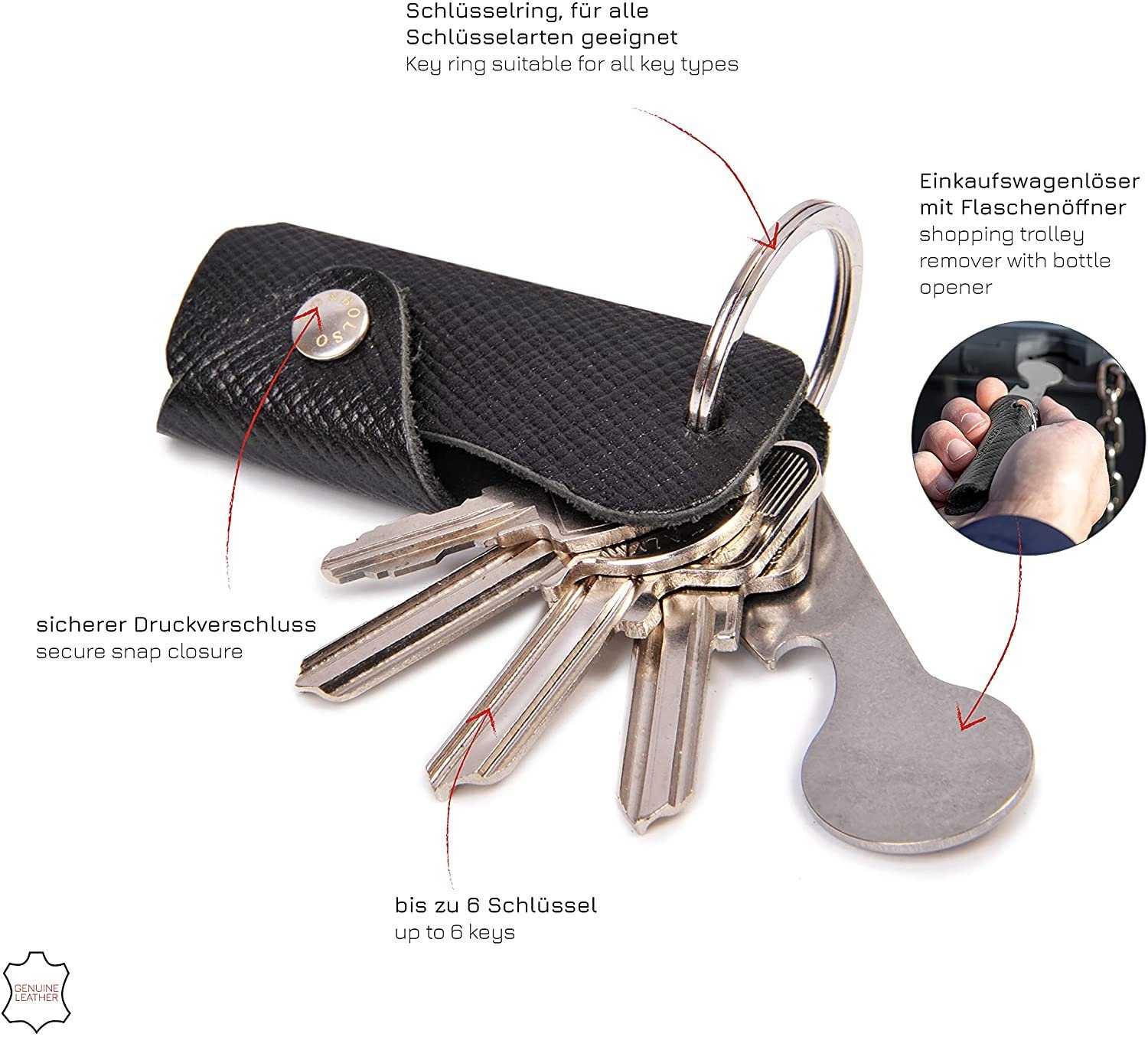 Donbolso Schwarz, Schlüsseltasche Schwarz Nappa Schlüssel Leder Schlüsseletui Sschlsselmppchen Nappa 1-6 Etui