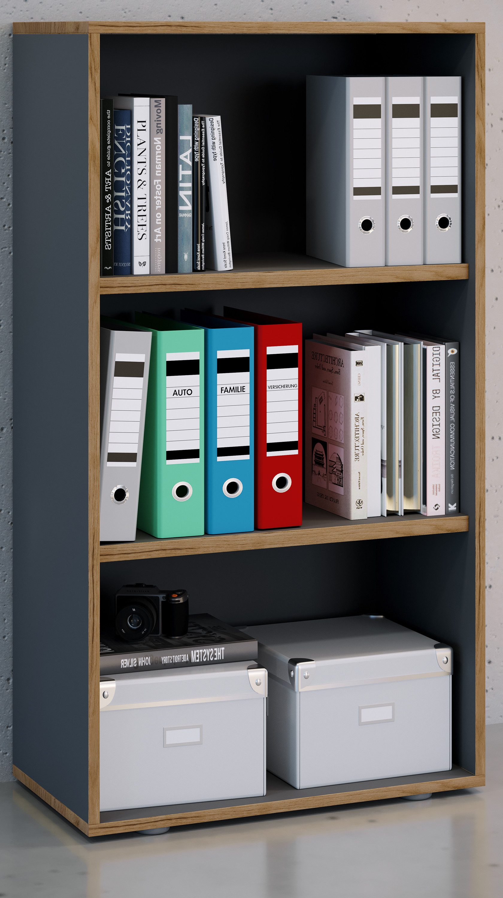 VCM Standregal Bücherregal Salia H. 110 x B. 60 x T. 33 cm, Holzregal stehend, platzsparender Aktenschrank, CD DVD Aufbewahrung