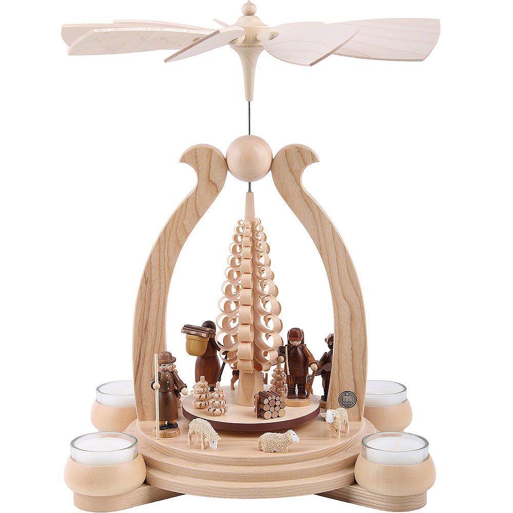 Müller Kleinkunst GmbH Seiffen Weihnachtspyramide 1-stöckige Pyramide Waldmotiv (34cm) von Müller Kleinkunst