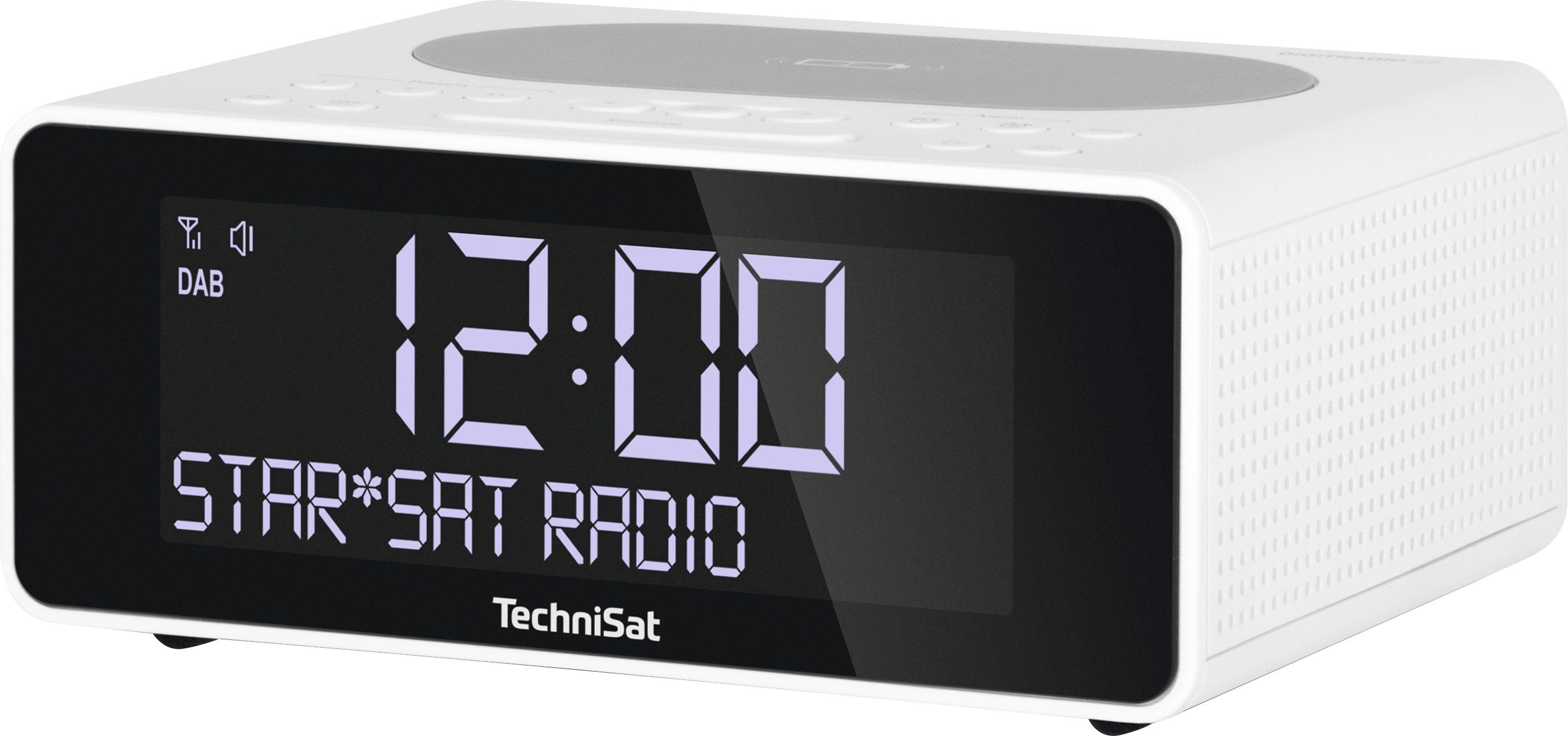 TechniSat Radiowecker DAB+, - DIGITRADIO 52 mit Stereo Sleeptimer dimmbares Snooze-Funktion, Uhrenradio Display, weiß