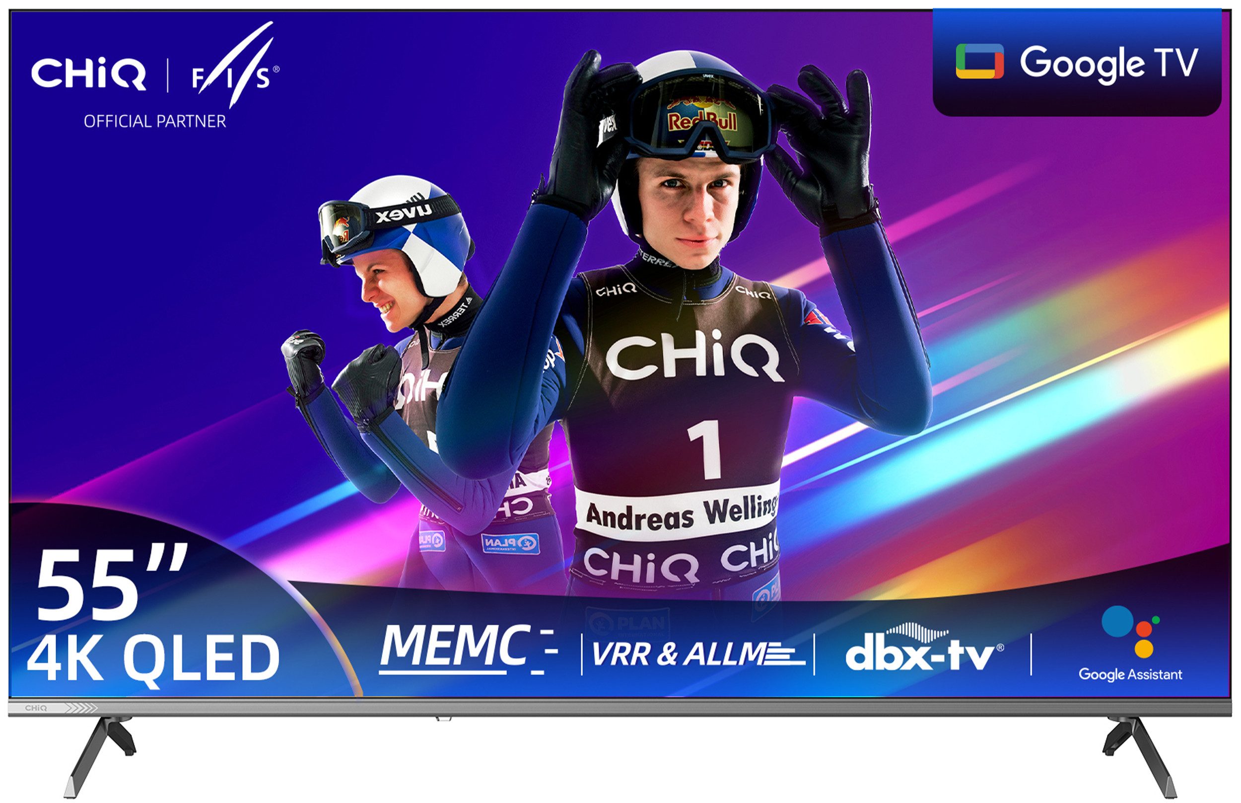 CHiQ U55QST QLED-Fernseher (139 cm/55 Zoll, 4K Ultra HD, 4k UHD TV, Smart-TV, QLED TV, QLED Fernseher, Google TV, Inkl. Streaming Content, Kompatibel mit Apple AirPlay, Google TV)