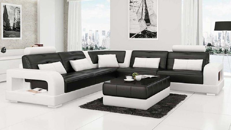 Design Couchtisch Wohnzimmer-Set LForm Wohnlandschaft Polster Sofa Sofa JVmoebel Ecksofa +