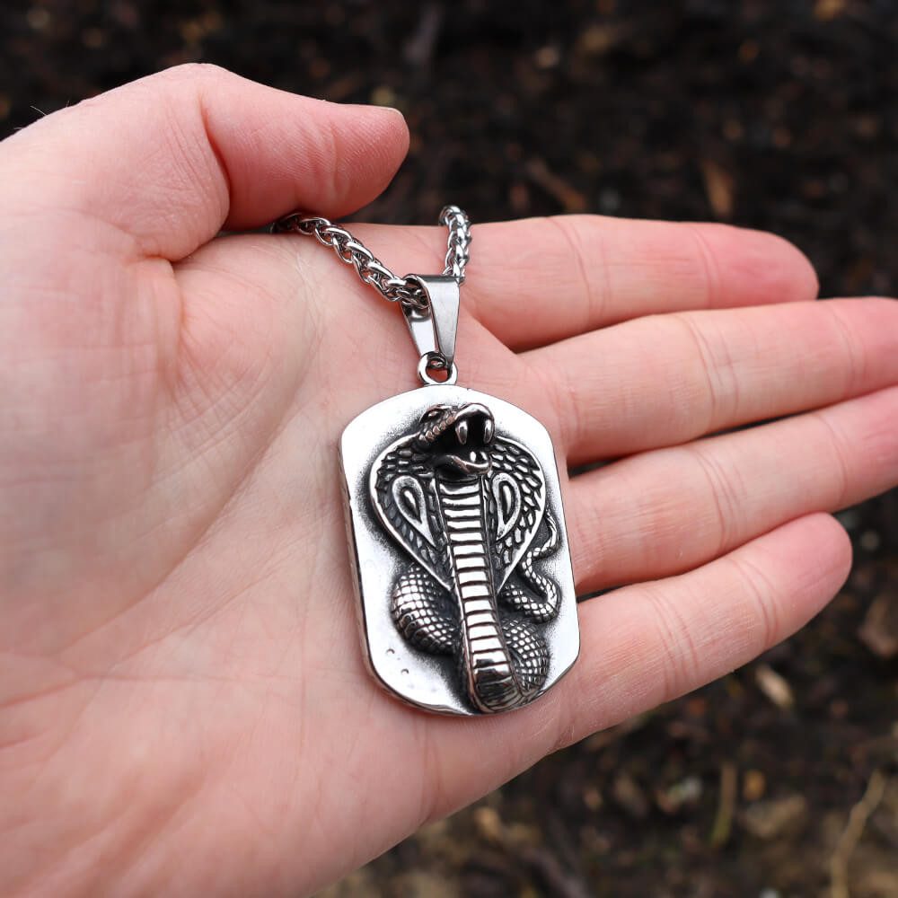 DALMARO Kette mit Anhänger Lederkette Edelstahlkette 316L COBRA AMULETT, He günstig online kaufen