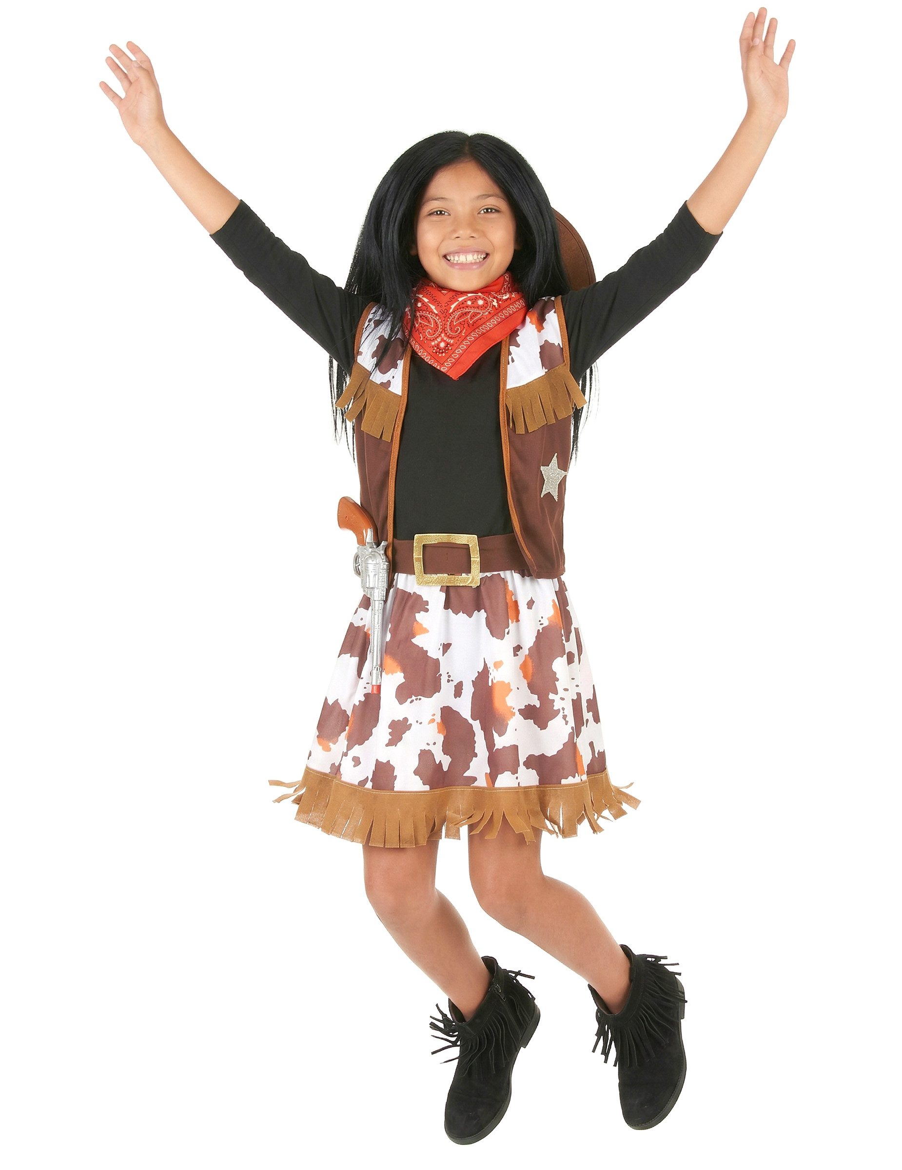JADEO Kostüm Cowgirl Kinder-Kostüm braun-rot-weiss