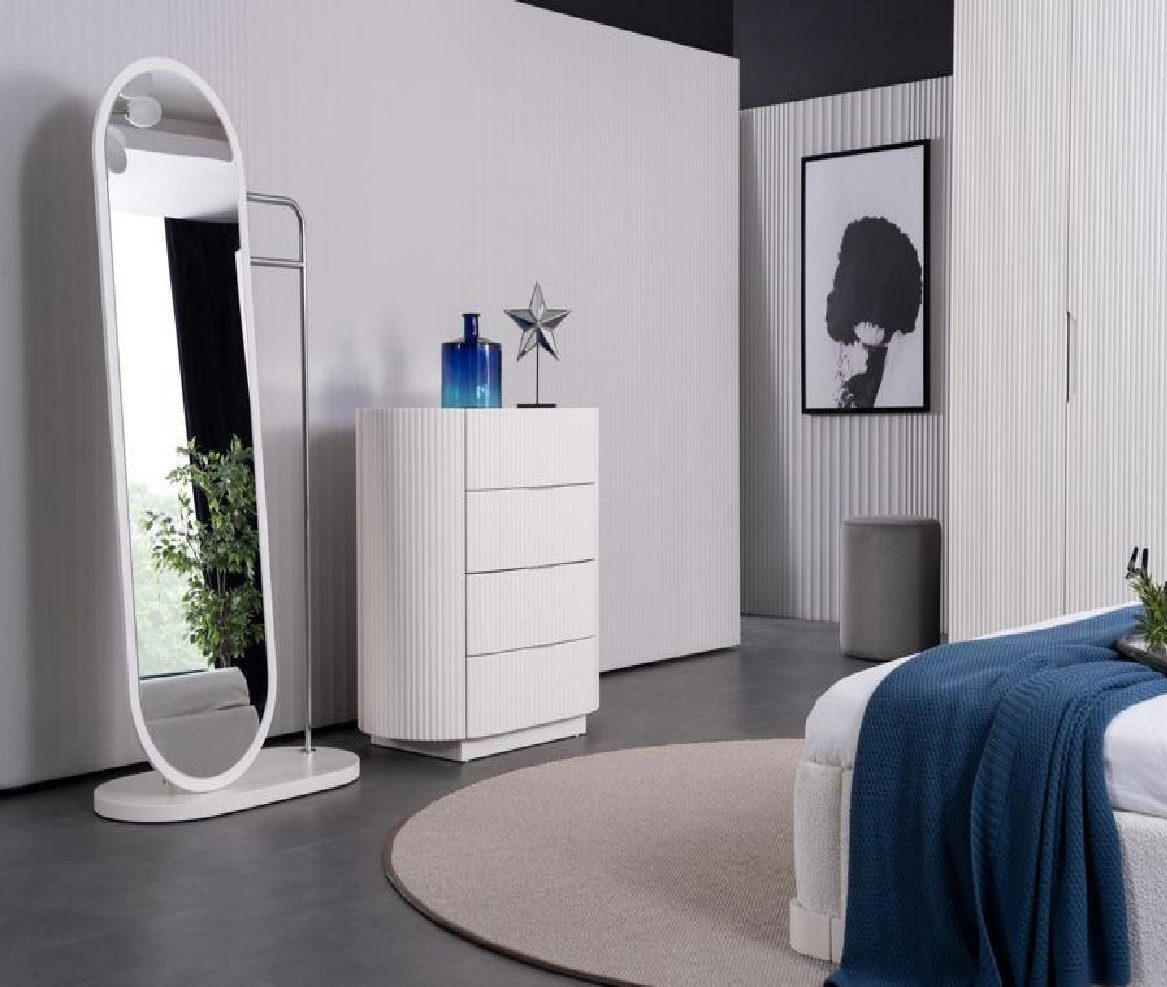 JVmoebel Kommode Elegante Kommode mit Spiegel und Schubladen in Weiß (2 St., Kommode mit Spiegel), Made in Europa