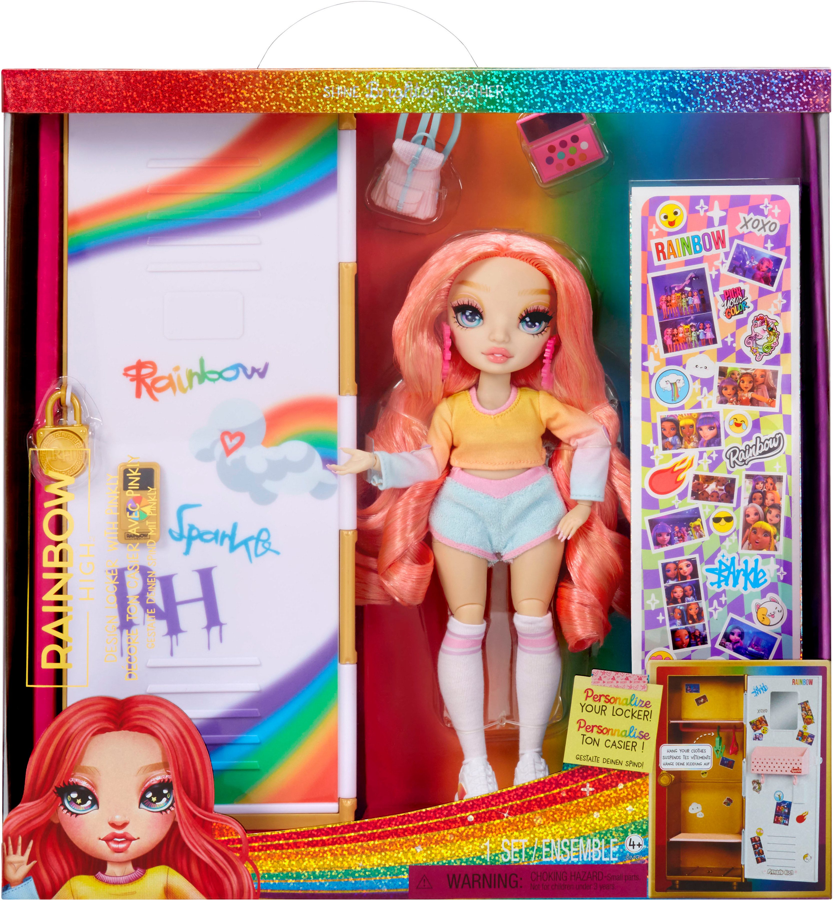 Rainbow High Puppenkleiderschrank Rainbow High Locker and Doll Playset, inklusive Puppe Pinkly Page – Bild 4 von 5