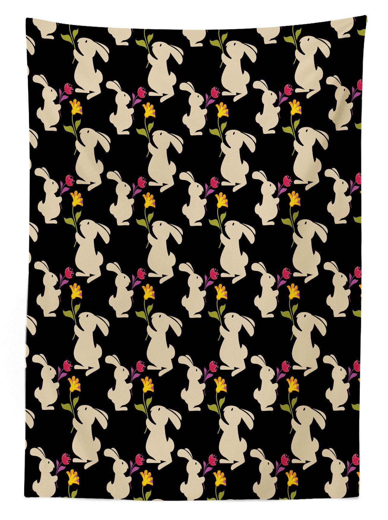 Für Kaninchen Hase und Farben, geeignet Abakuhaus Bereich Tischdecke Beige Farbfest Blumen Klare Außen Waschbar den