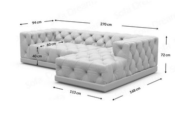 Sofa Dreams Ecksofa Strukturstoff Stoff Polster Sofa Palma L Form kurz Stoffsofa, Chesterfield Style, Loungesofa