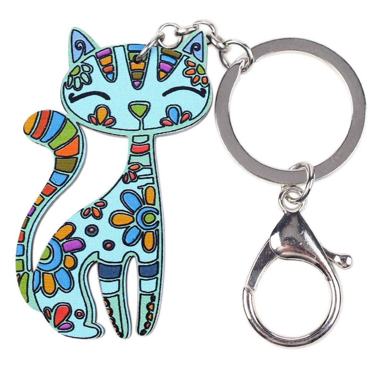 LuxusKollektion Schlüsselanhänger Schlüsselanhänger Katze Acryl Blau