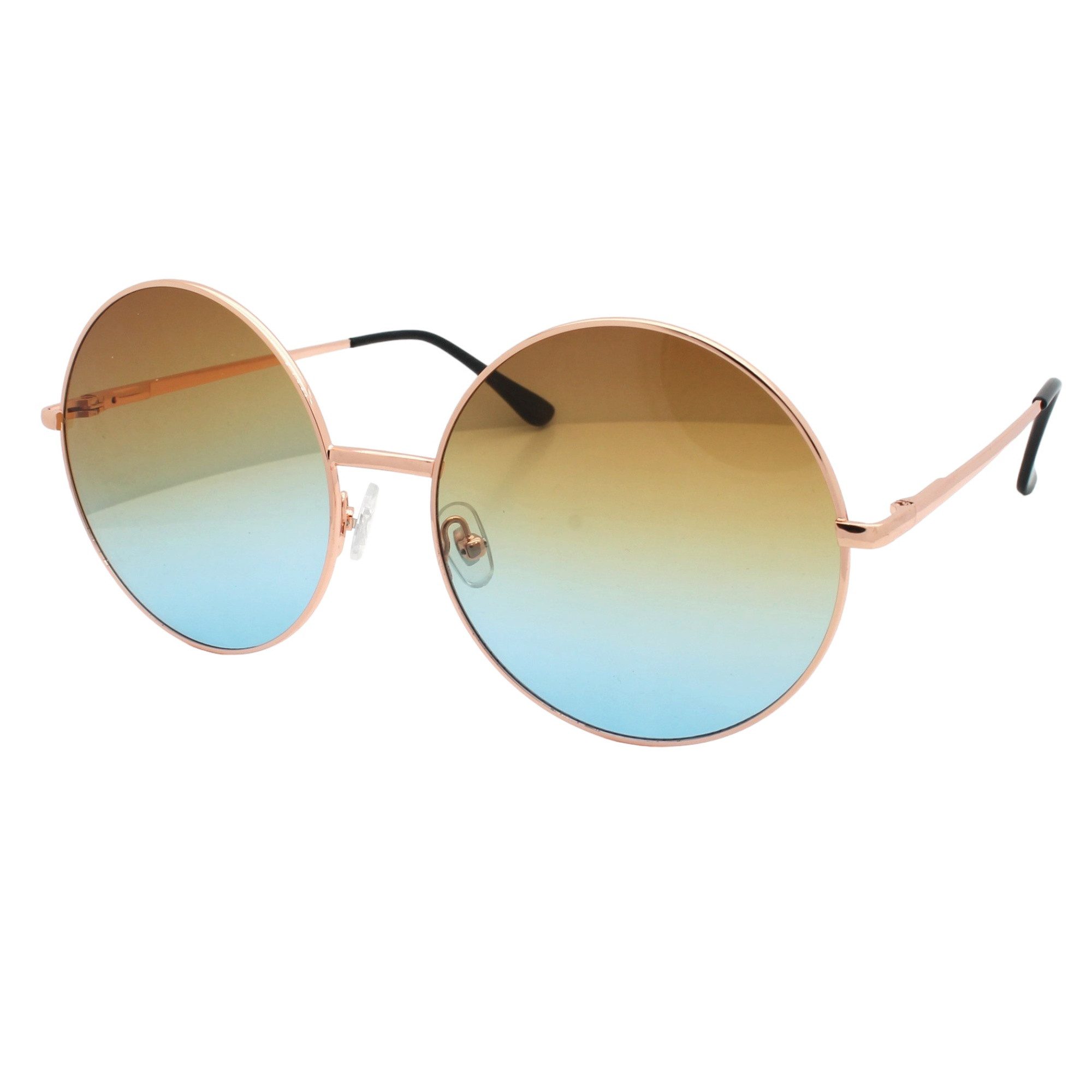 LUXXADA Sonnenbrille (Damen Brille Festival Nickelbrille Übergroß mit Brillenbeutel) Hippie Brille Vintage Gestell XXL Verlaufsgetönte farbige Gläser