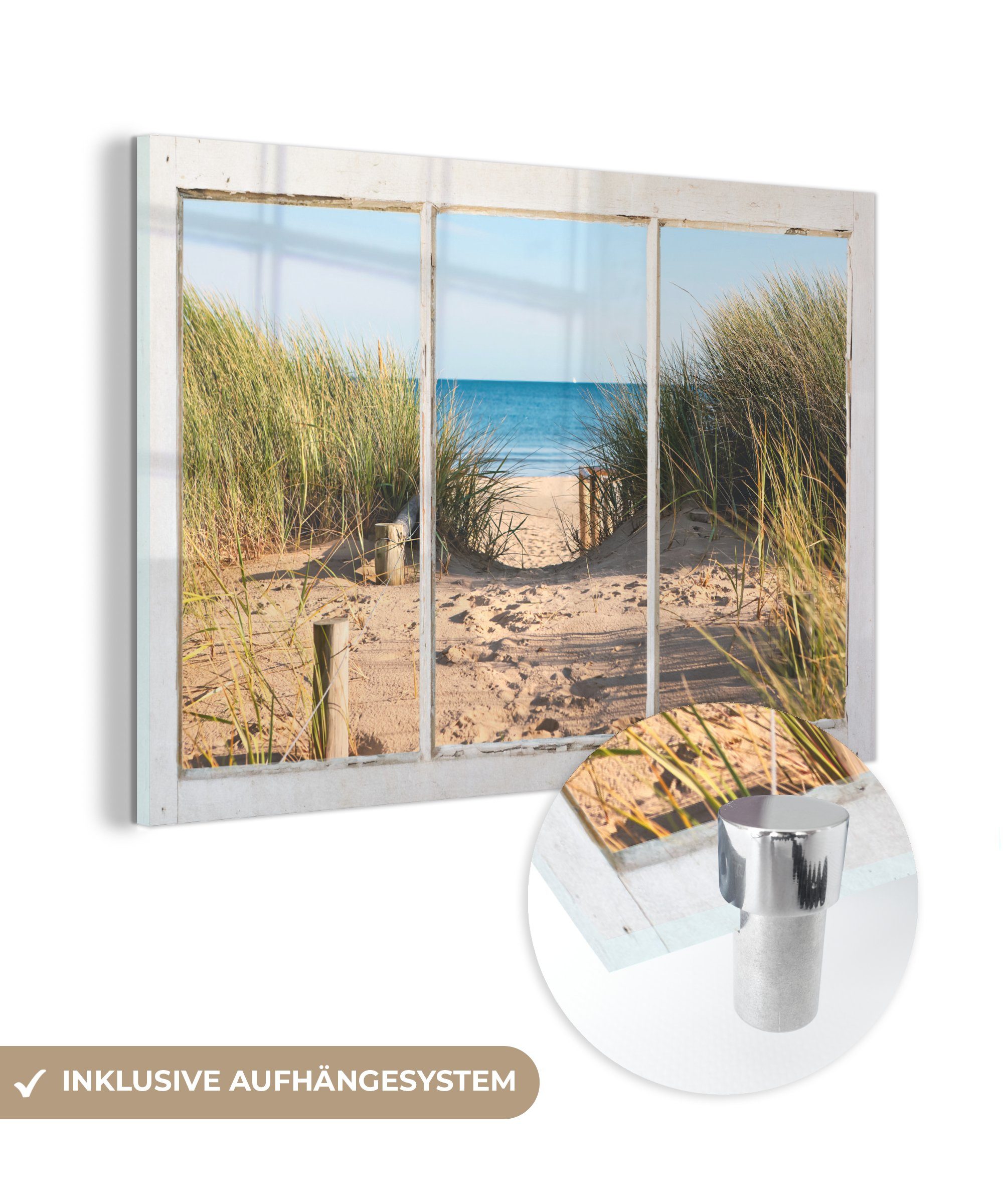 MuchoWow Acrylglasbild Aussicht - Strand - Meer, (1 St), Glasbilder - Bilder auf Glas Wandbild - Foto auf Glas - Wanddekoration