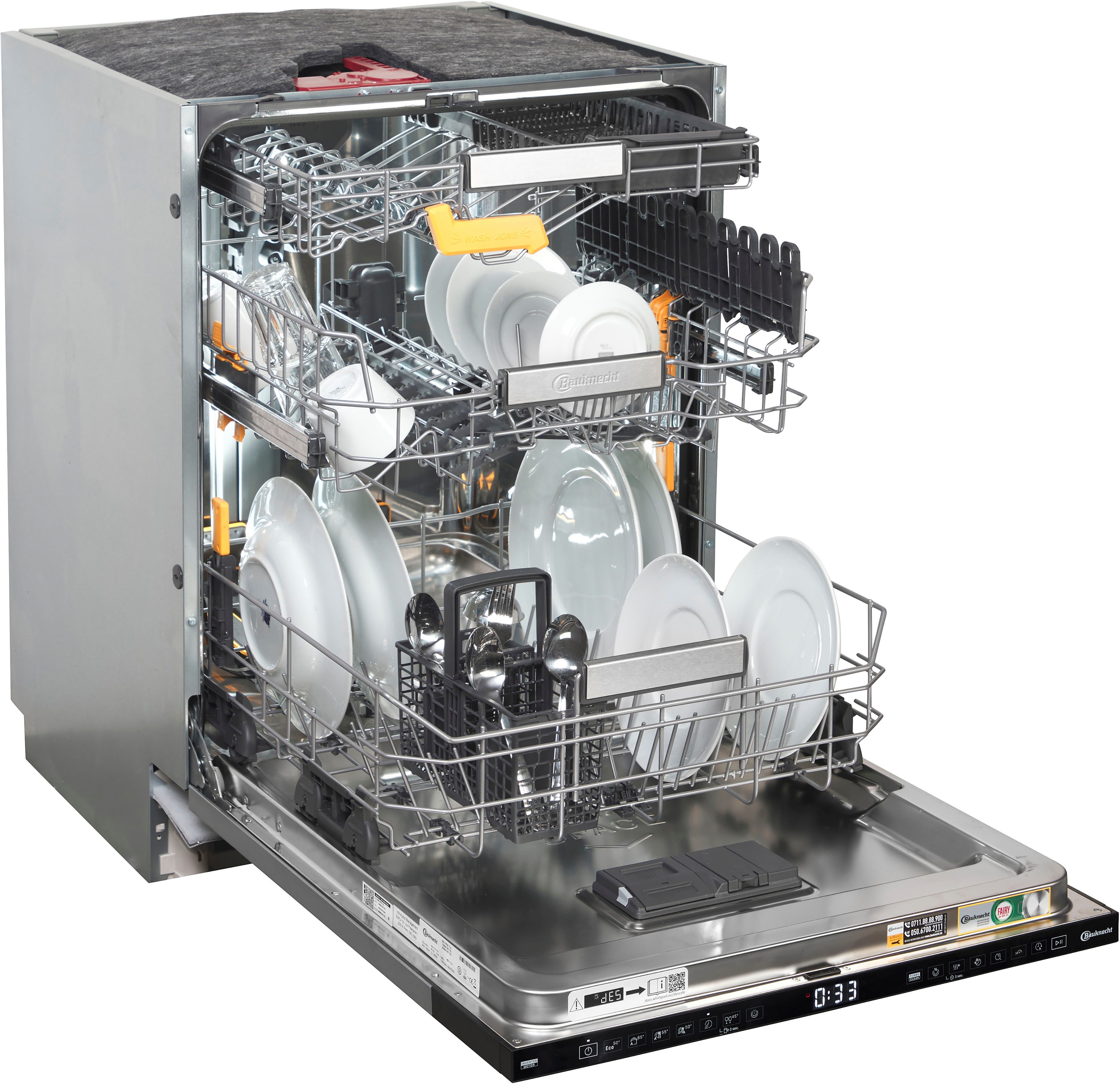 BAUKNECHT vollintegrierbarer Geschirrspüler OBIC Ecospace 8650, 14 Maßgedecke, SpaceClean – die 3. Schublade für hohe Gläser und Müslischalen