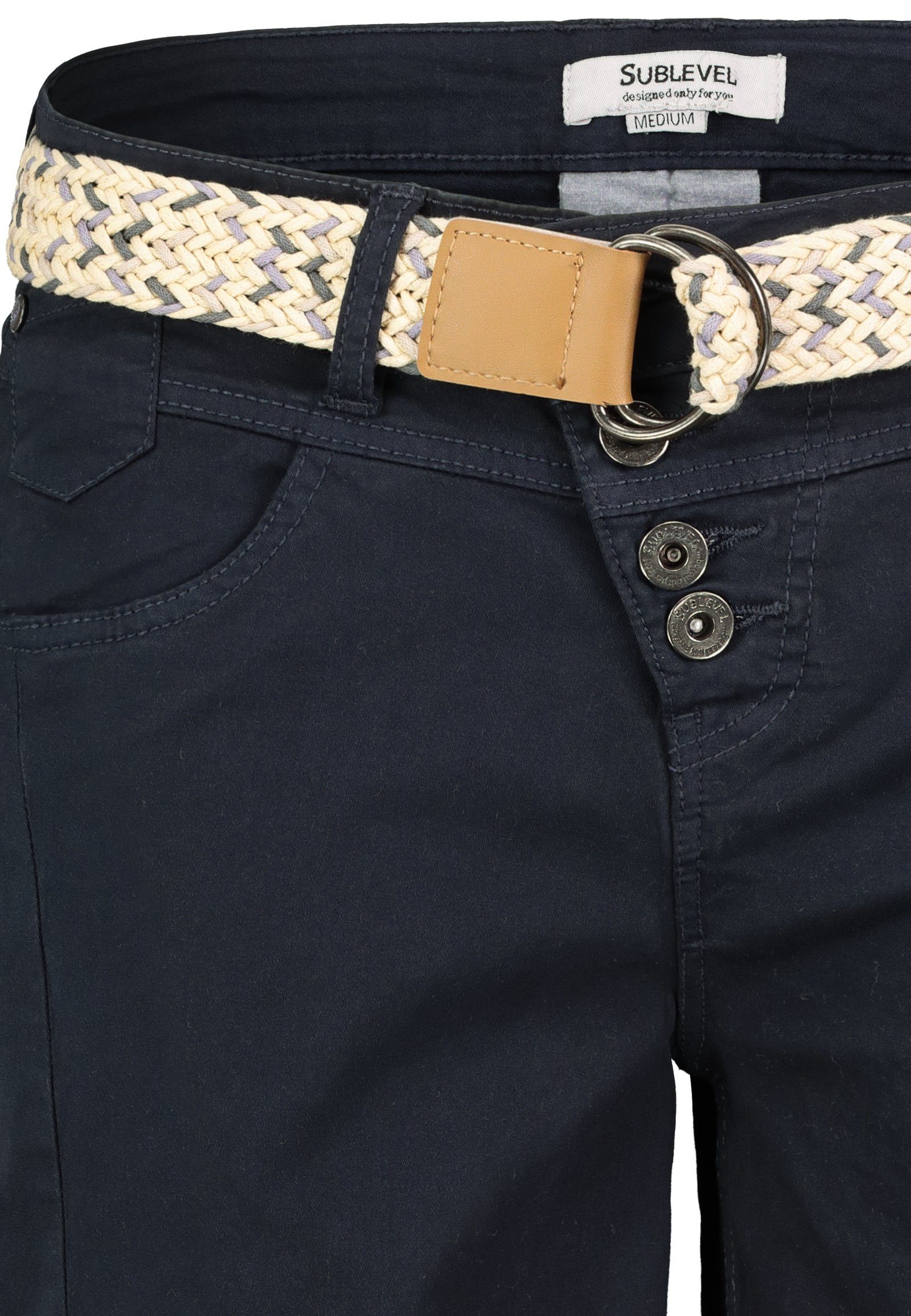 SUBLEVEL Bermudas Damen Short Bermuda kurze Hose Sommer Chino Stoff Sommer mit Gürtel