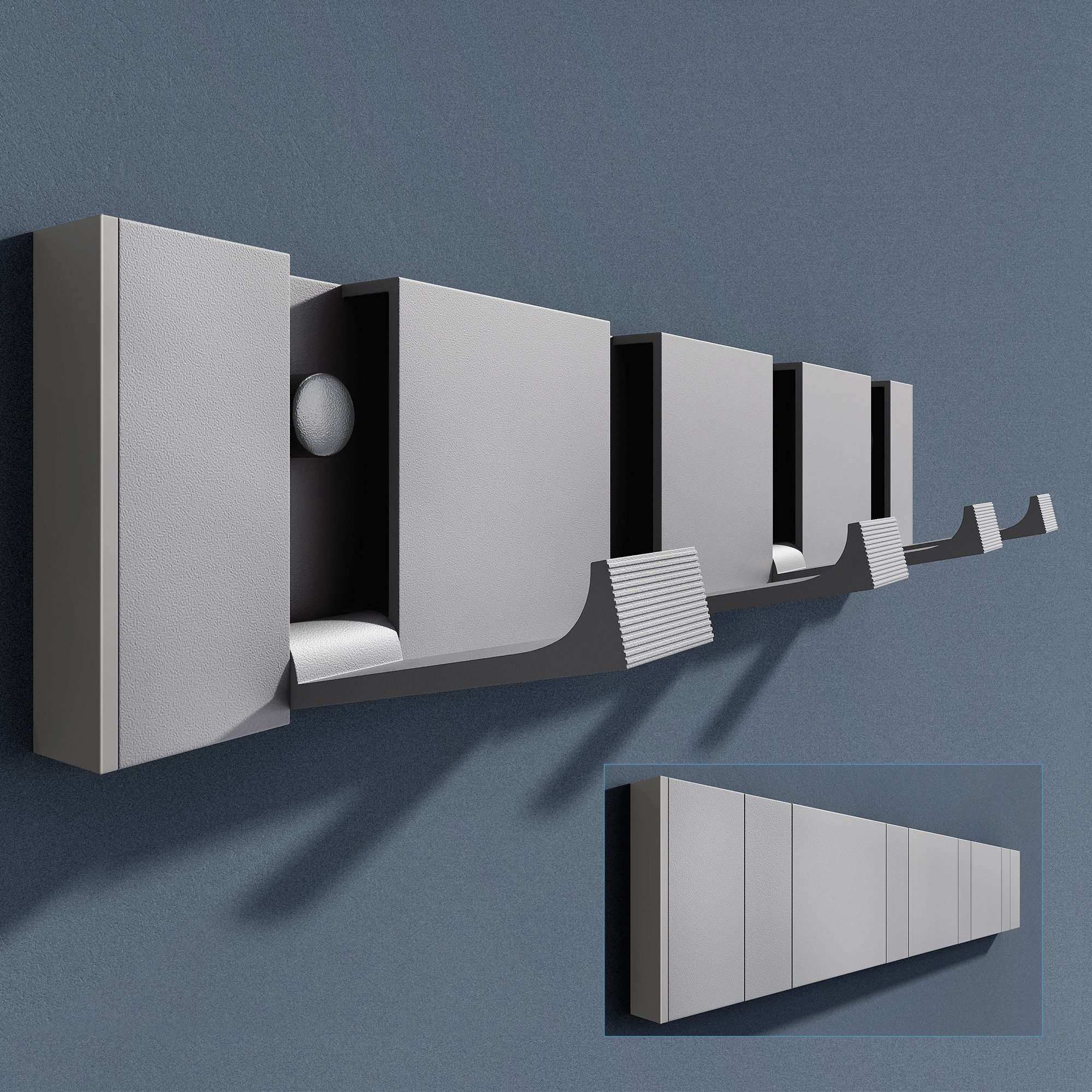 doporro Garderobenleiste Wandgarderobe Garderobenhaken aus Alu mit 4/6 Haken Kleben/Bohren, 4/6 faltbare Haken