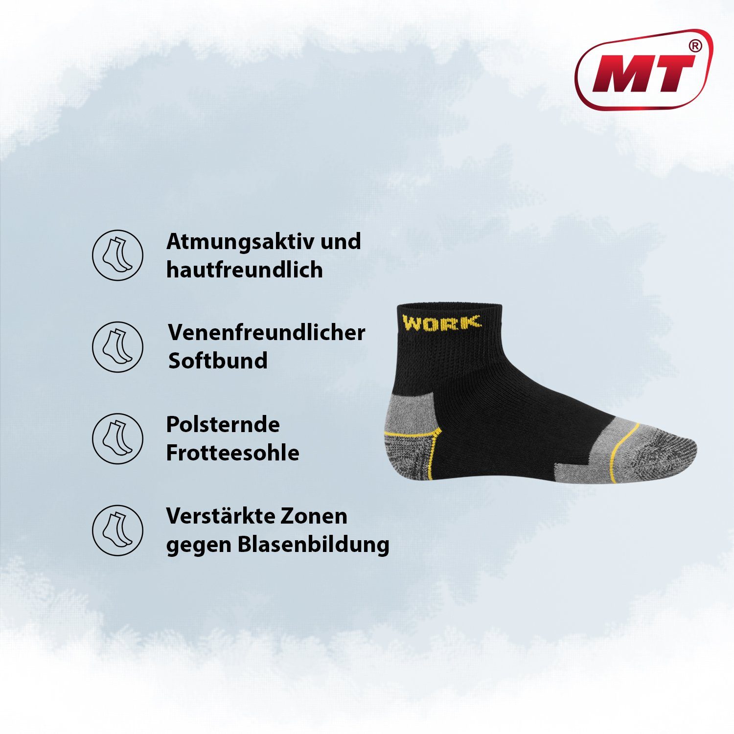 MT Arbeitssocken Herren robuste Arbeits- & Freizeit Kurzschaft Socken (6/12 Paar)