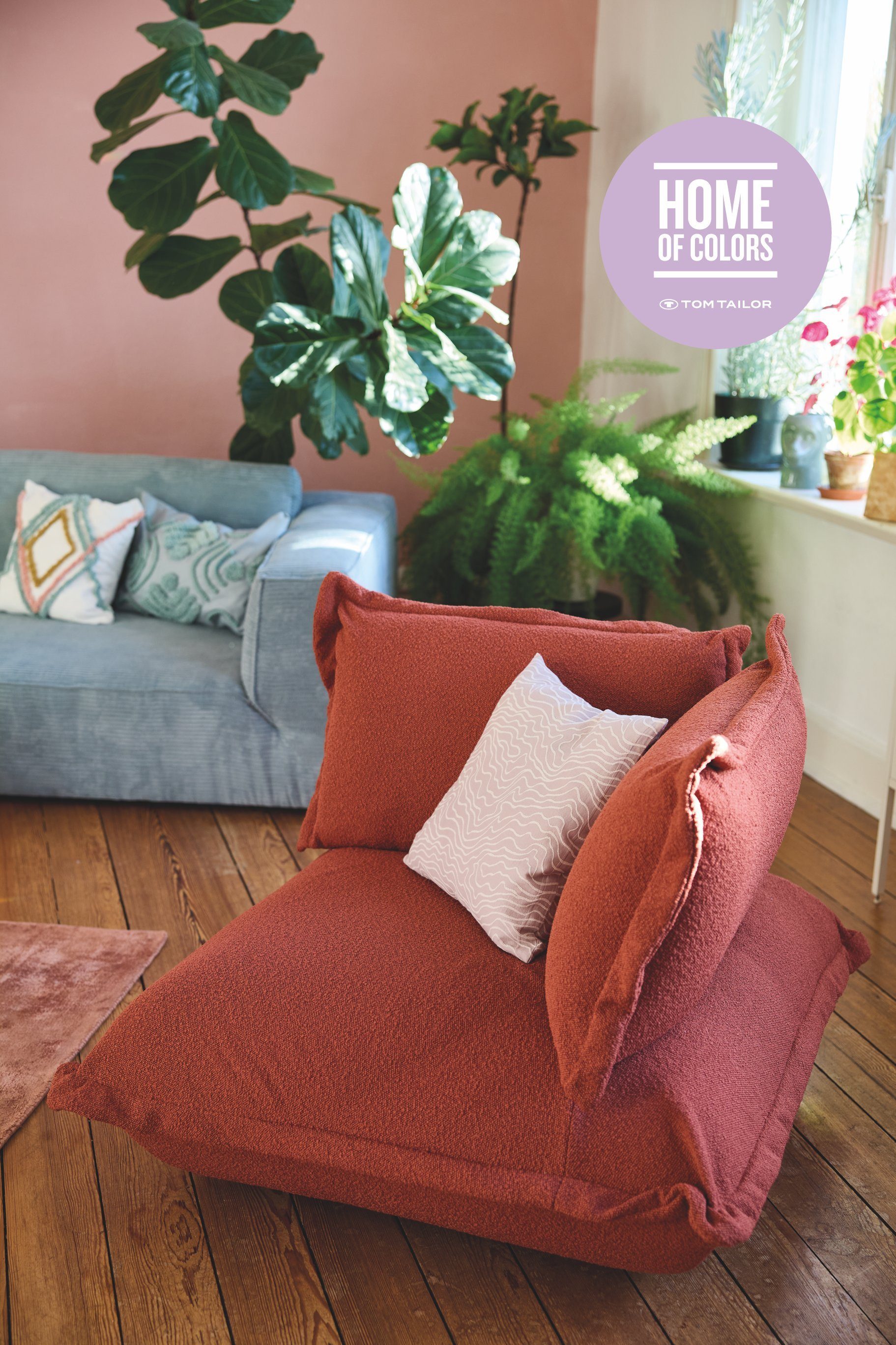 HOME OF COLORS Sofa-Eckelement CUSHION Eckelement in rostfarbenem Bouclé SCO747, lässiger Kissenlook mit Stehsaum - als Sessel oder als Elementgruppe.