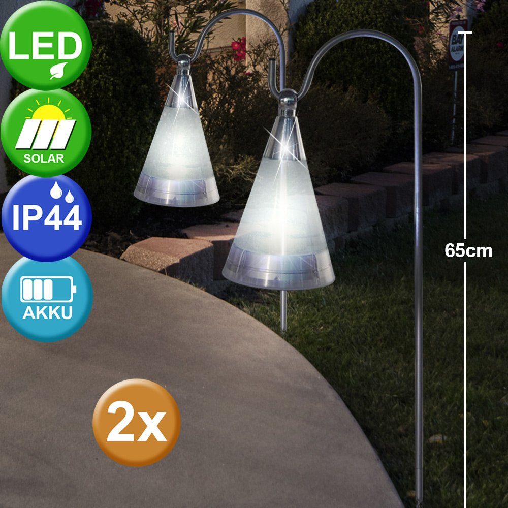 LED Gartenleuchte, 2er Set LED Solar Pendel Steck Leuchten
