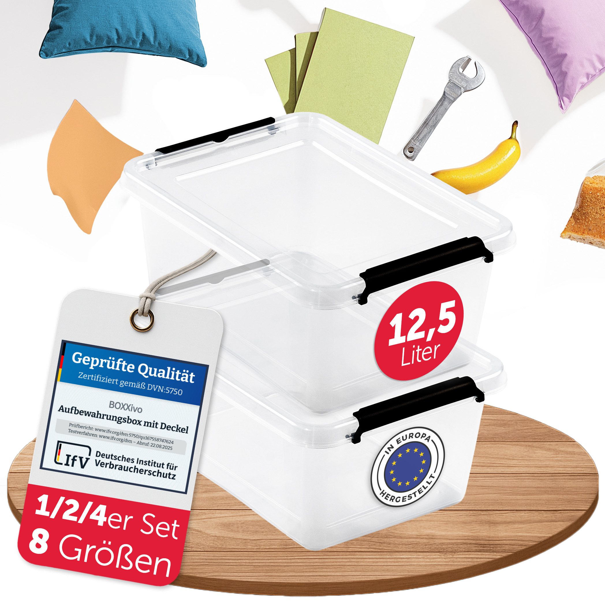 BOXXivo Aufbewahrungsbox Aufbewahrungsboxen mit Deckel BPA-freie & lebensmittelechte Boxen (2 St), Plastikbox mit Deckel - robuste & stapelbare Aufbewahrungsboxen