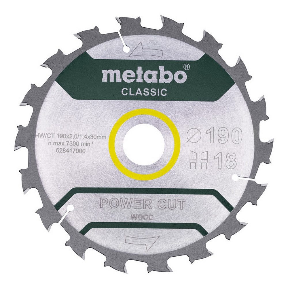 metabo Kreissägeblatt, "power cut wood - classic", 190 x 30 mm, Zähnezahl 18, Wechselzahn