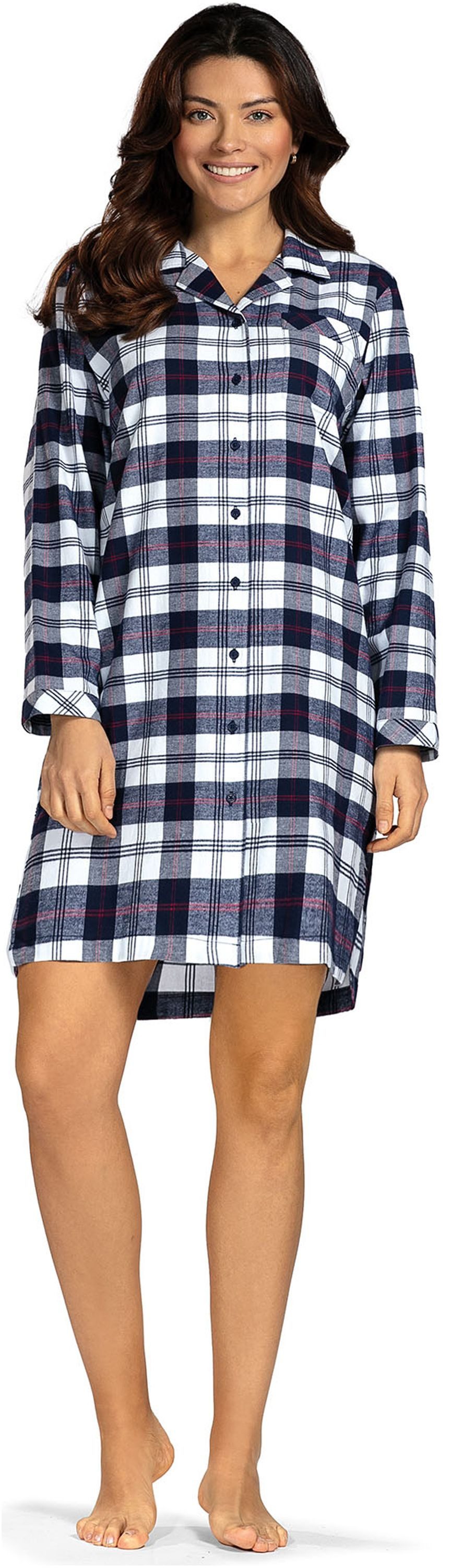 comtessa Nachthemd Lovely Dreams (Set, 1-tlg., 1-teilig) Damen Sleepshirt Flanell ca.95cm lang Langarm geknöpft große Größen