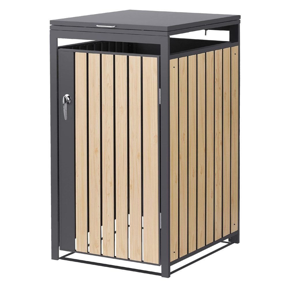 ML-DESIGN Mülltonnenbox Müllbox aus Stahl wetterfeste Mülltonnen Verkleidung Mülltonnengarage, Mülltonnencontainer mit Klappdeckel/Tür für 1 Tonne 120 oder 240 Liter